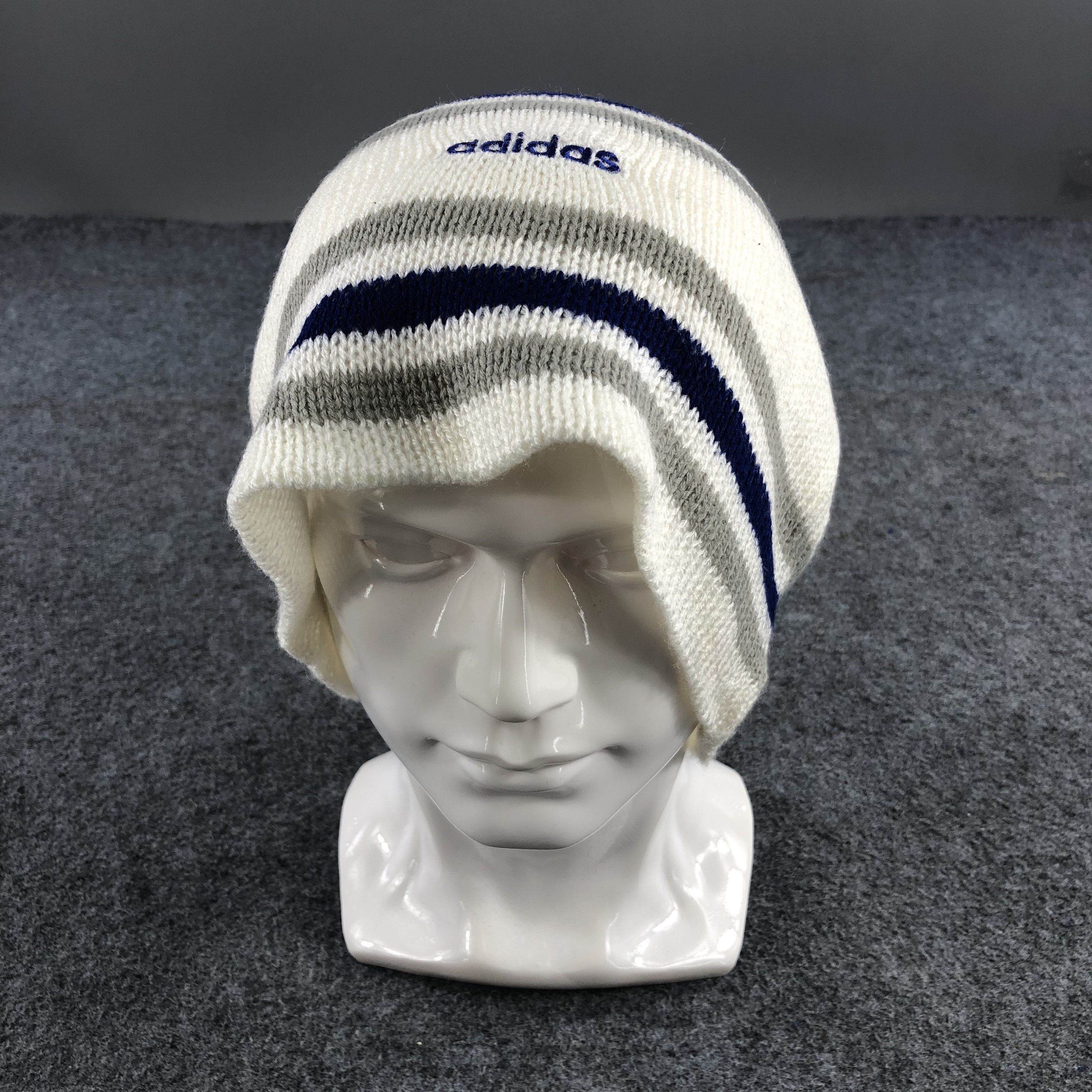 Vintage Adidas Stripes Slouchy Beanie Snowcap Snow Hat B123 Size ONE SIZE - 1 Thumbnail