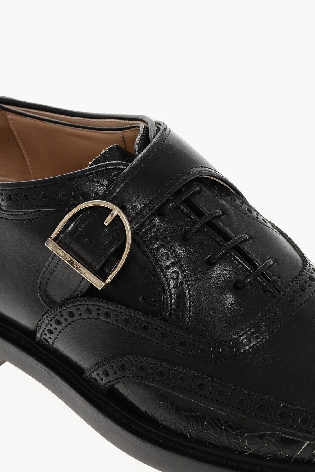Maison Margiela og1mm0326 Vintage-Effect Leather Oxford Tabi Shoes in Black Size US 9 / EU 42 - 4 Thumbnail