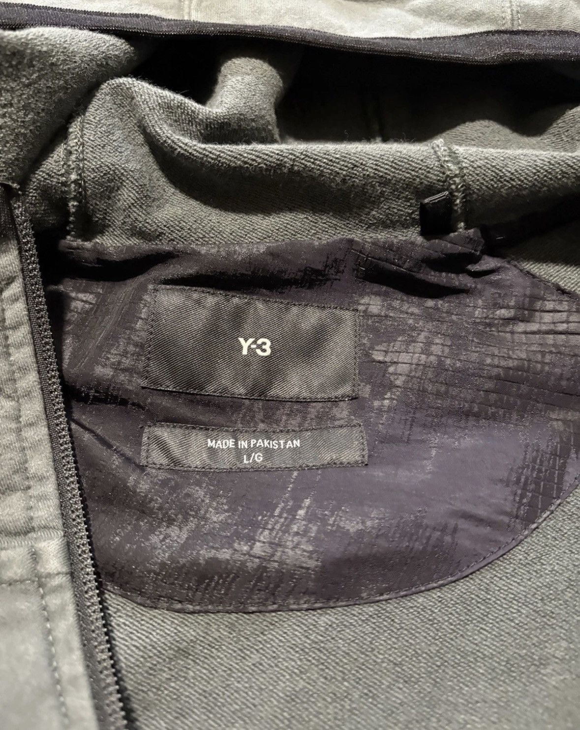 Y-3 X ADIDAS STRETCH TERRY ZIP HOODIE LARGE