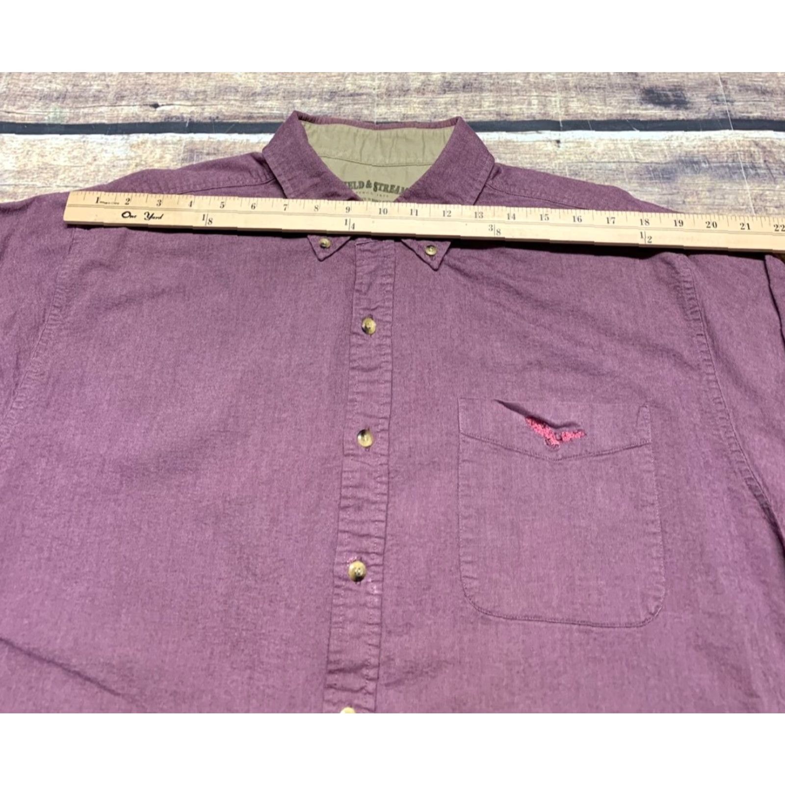Vintage Field & Stream Mens Long Sleeve Button-Down Shirt XL Mauve Light Purple Heavy Casual Workwear Purple Cotton Solid Shirt Mens XL Size US XL / EU 56 / 4 - 4 Thumbnail