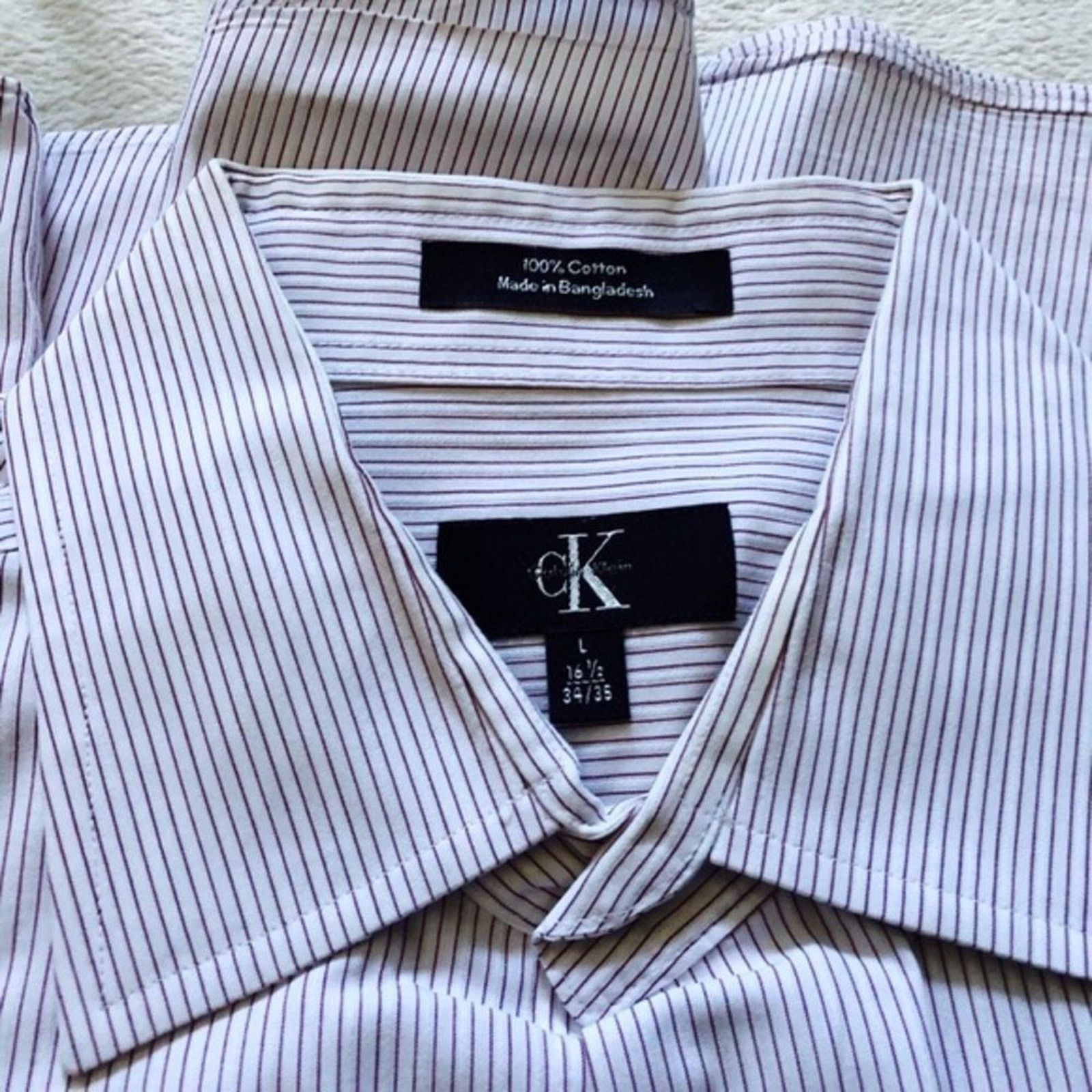 Calvin Klein Calvin Klein Red Pinstripe Button Down Shirt | Sz L Size US L / EU 52-54 / 3 - 3 Thumbnail