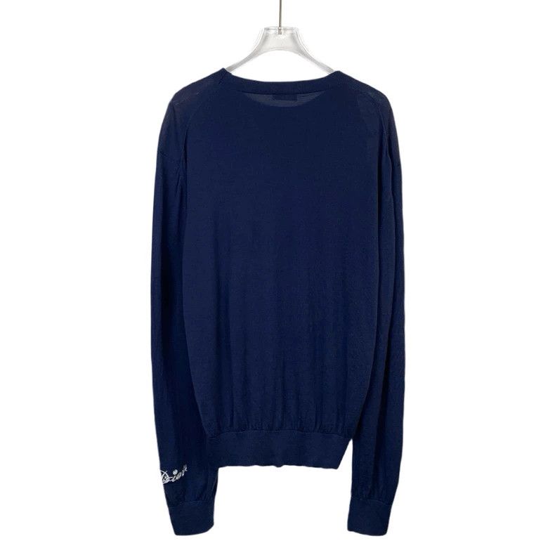 Dior Dior Dark blue logo poker printed wool knitted sweater 2501 Size US XL / EU 56 / 4 - 2 Thumbnail