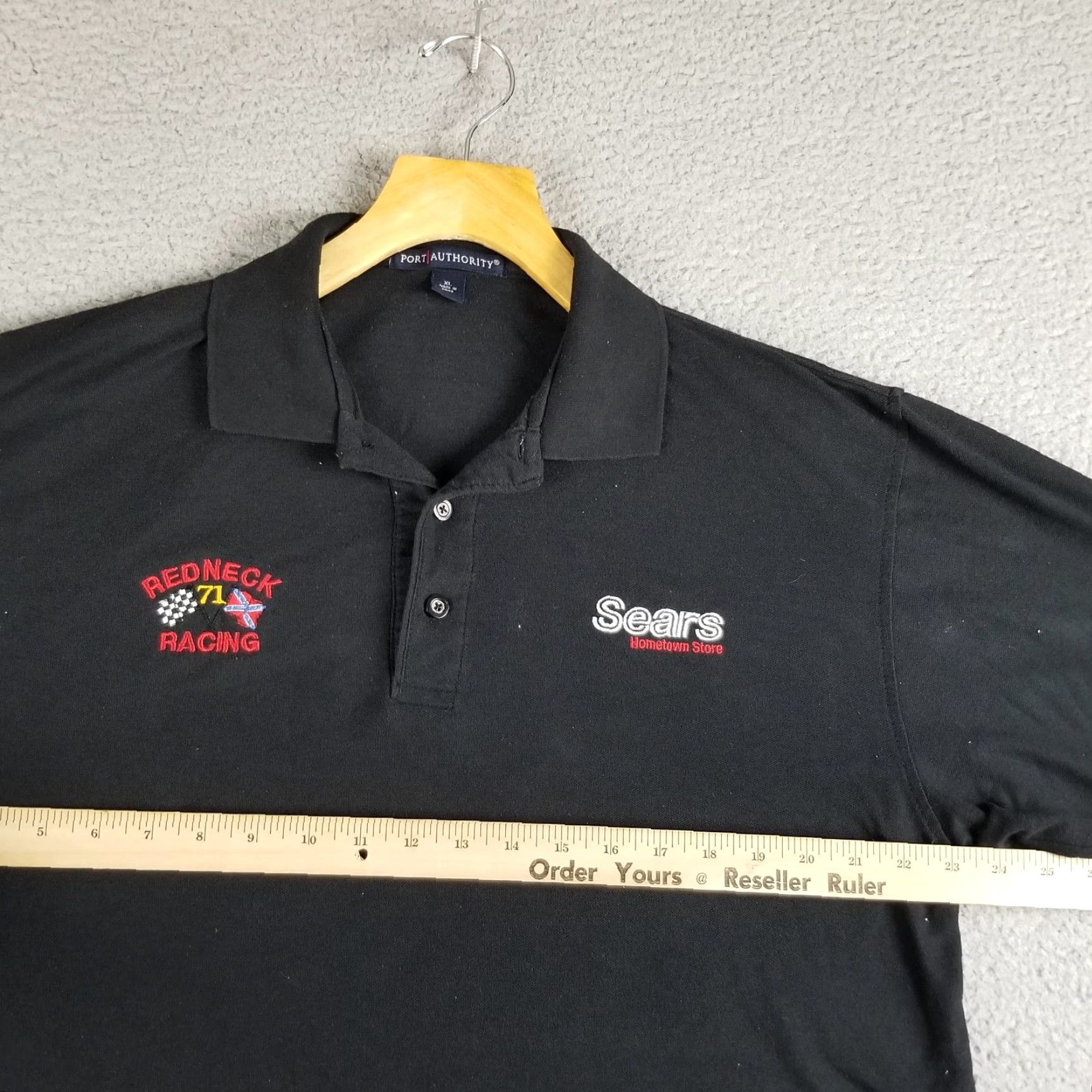 Port Authority VINTAGE NASCAR Shirt Men XL Racing Cars 90s Short Sleeve Black Sponsered by Sears Golf Polo Y2K Size US XL / EU 56 / 4 - 5 Thumbnail