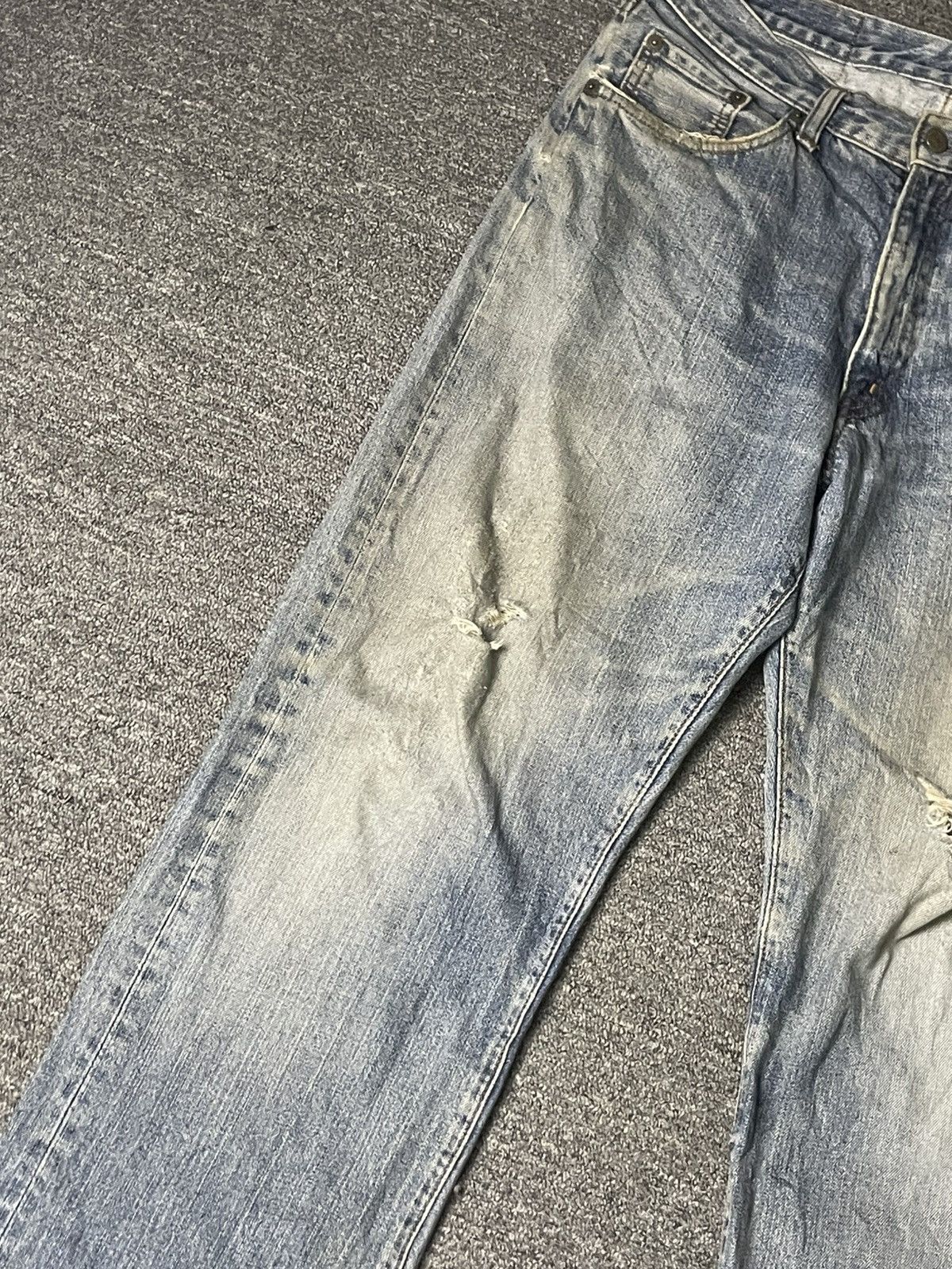 Big John × Vintage Vintage BIG JOHN Straight Cut Ripped Jeans (83) Size US 33 - 3 Thumbnail