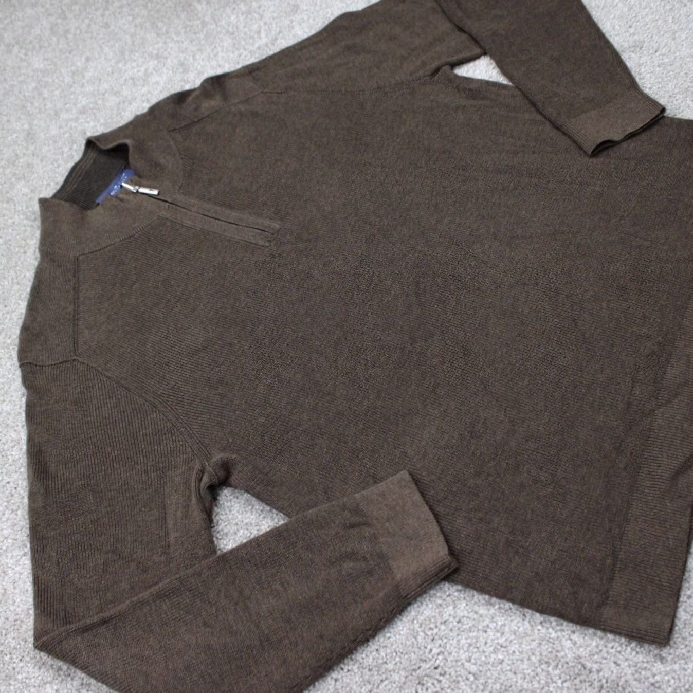 Tommy Bahama Tommy Bahama Reversible Sweatshirt Mens XL Brown 1/4 Zip Pima Cotton L/S Sweater Size US XL / EU 56 / 4 - 6 Thumbnail