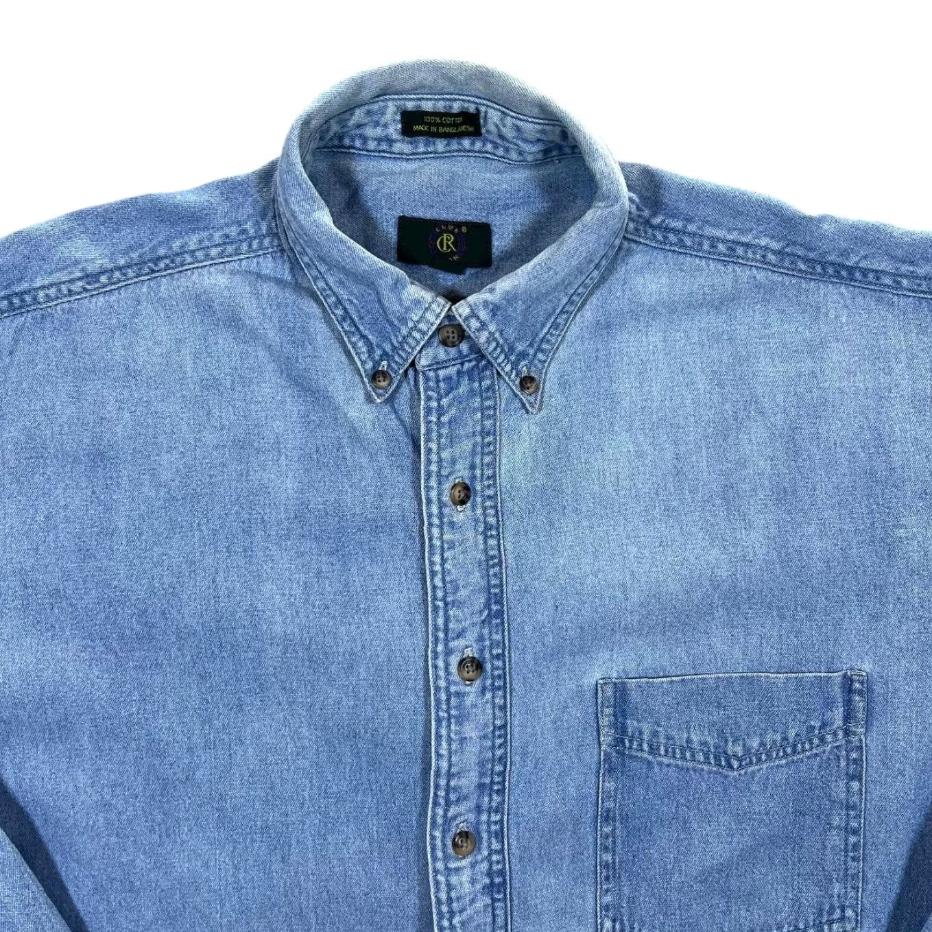 Club Room VINTAGE Club Room Blue Denim Long Sleeve Button-Up Cotton Shirt Large XL Mens Shirt Size US L / EU 52-54 / 3 - 2 Thumbnail