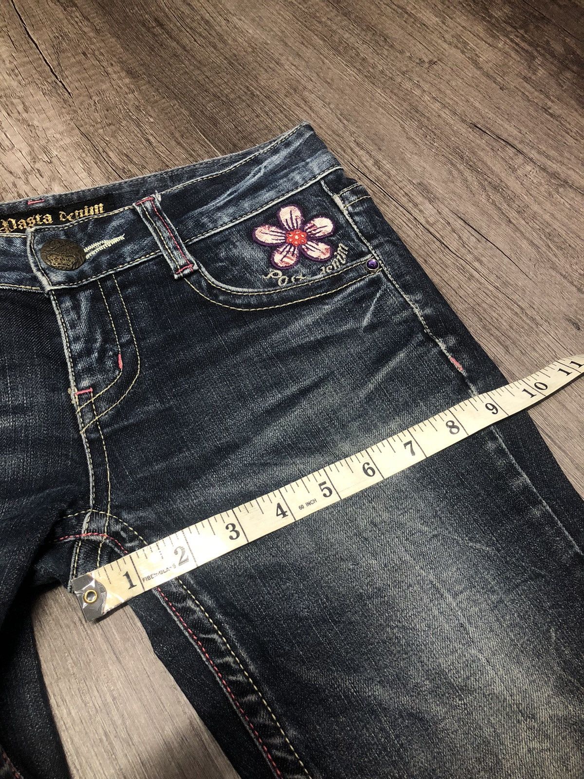 Japanese Brand Pasta Denim Jeans Flower Patch Size 29" - 17 Thumbnail