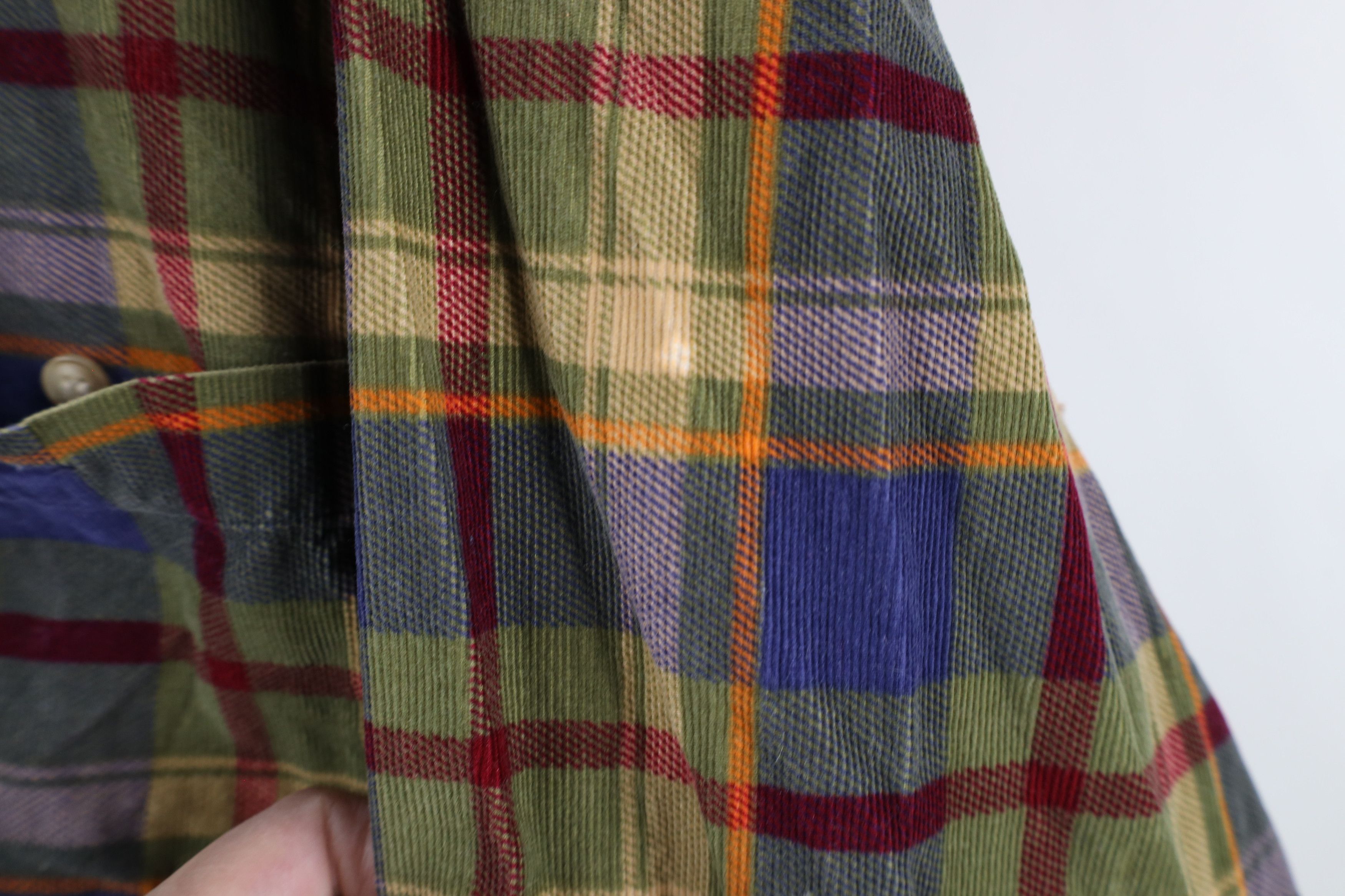 Vintage Vintage 90s Streetwear Plaid Corduroy Button Down Shirt Size US L / EU 52-54 / 3 - 6 Thumbnail