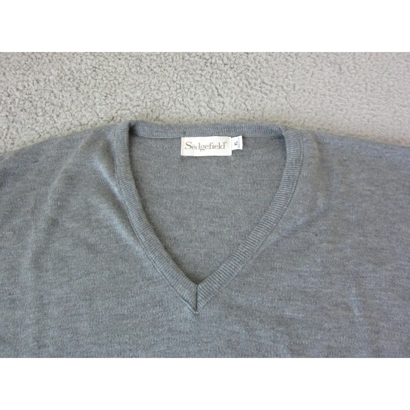 Vintage VINTAGE Sedgefield Sweater Mens XL Gray V-Neck Knit Pullover Knit Made in USA 80s Size US XL / EU 56 / 4 - 2 Thumbnail