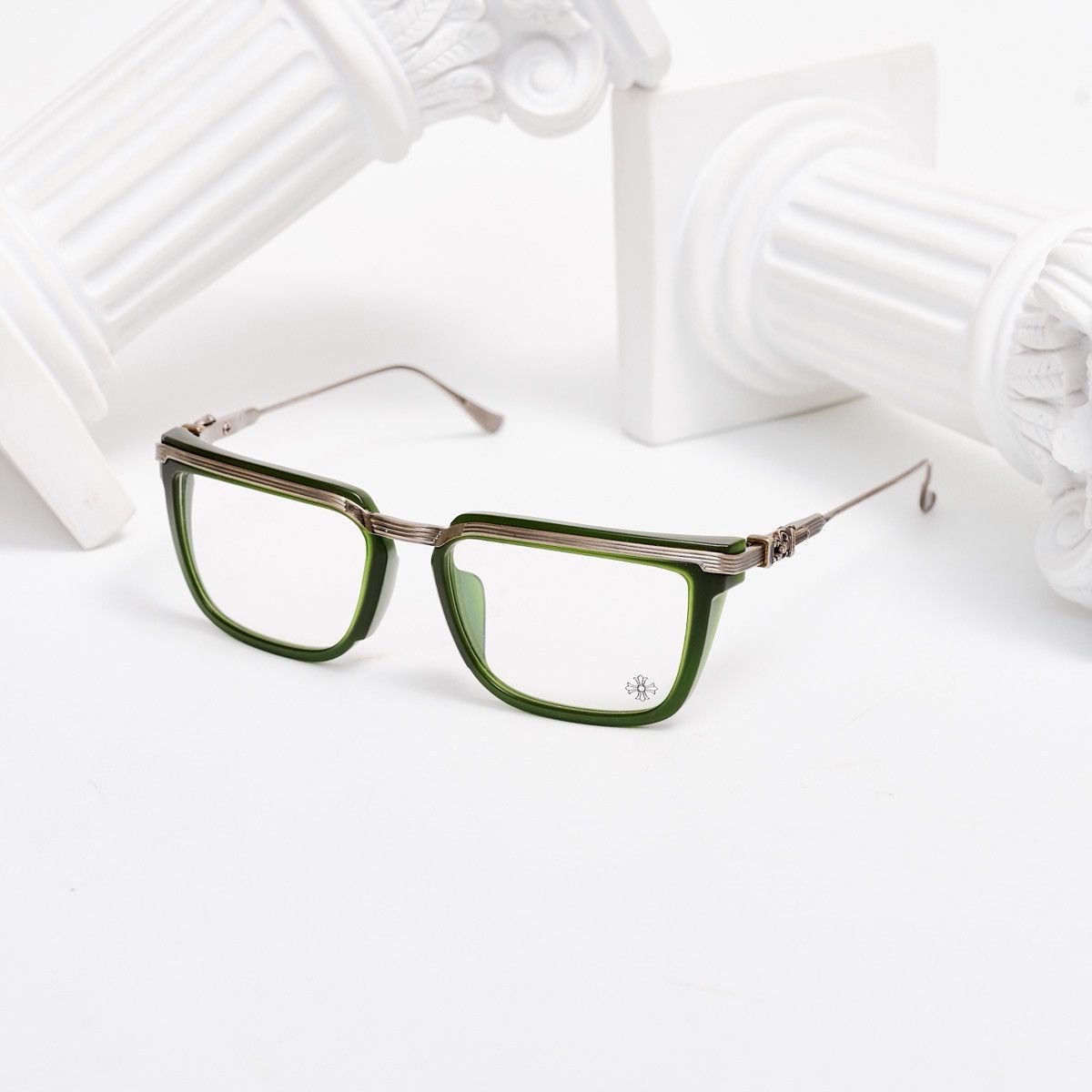 Chrome Hearts CHROME HEARTS TRYDIXAGAIN MATTE DARK OLIVE /ANTIQUE SILVER GLASSES Size ONE SIZE - 1 Thumbnail