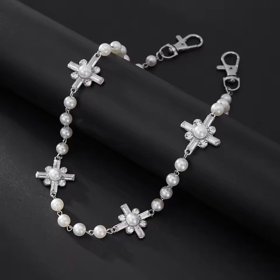 Jewelry Stylish Pearl Chain Accessory with Flower Details Size ONE SIZE - 6 Thumbnail