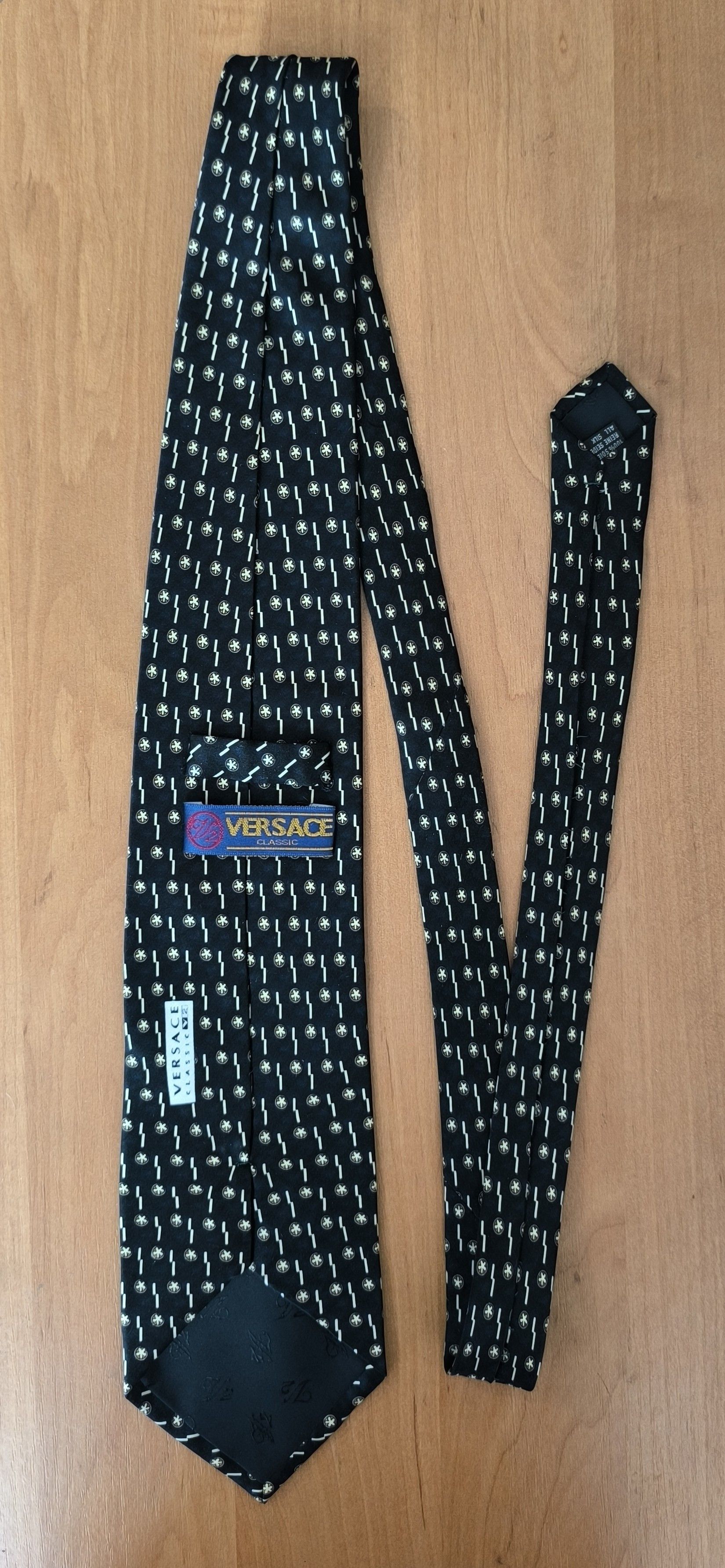 Versace Versace V2 Classic Men’s Silk Tie Blue Abstract Medusa Logo Size ONE SIZE - 2 Thumbnail