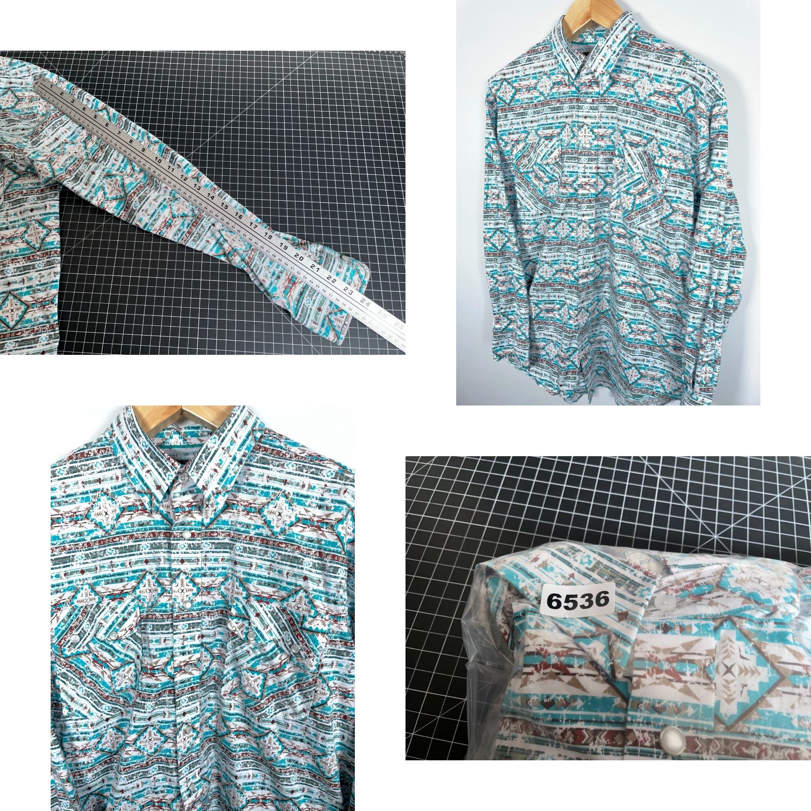 Vintage VINTAGE Panhandle Slim Rough Stock Shirt Mens Large Blue Sawtooth Pocket Casual 1990s Western Mens Size US L / EU 52-54 / 3 - 8 Thumbnail