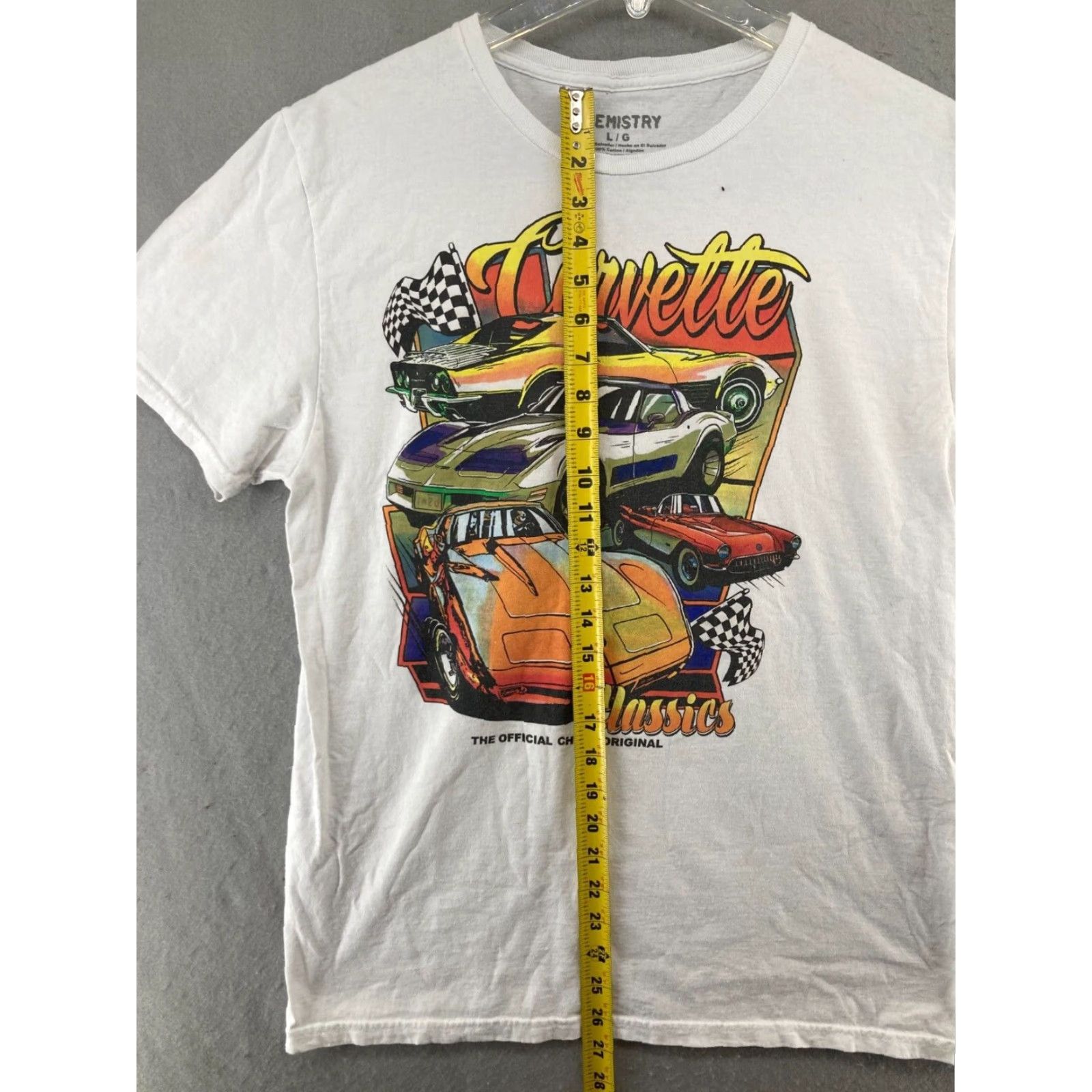 Vintage Chevrolet T Shirt Mens Large White Chevy Corvette Graphic T - Cars Retro Vintage Theme Men's Regular Short Sleeve Crew Neck - Size US L / EU 52-54 / 3 - 4 Thumbnail