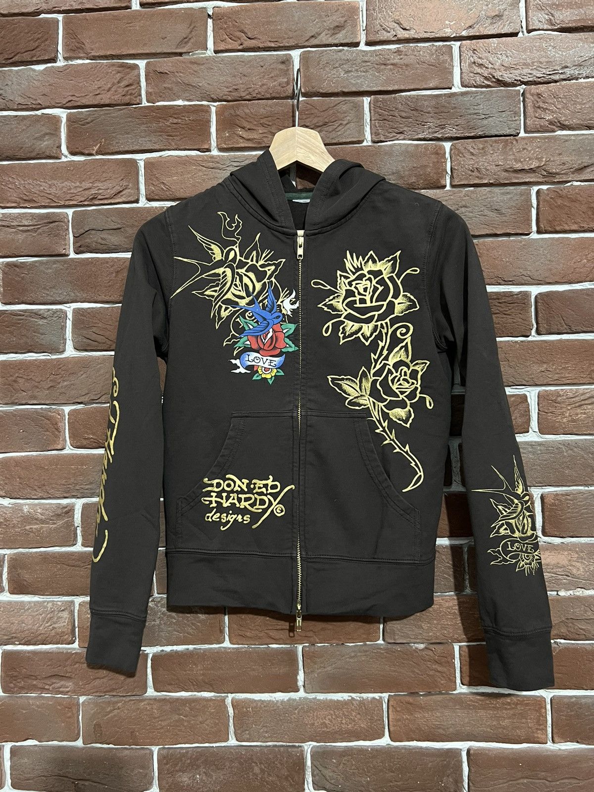 Christian Audigier Vintage Y2K Ed Hardy Flowers Burd Ch. Audigier Zip hoodie Size S / US 4 / IT 40 - 1 Thumbnail