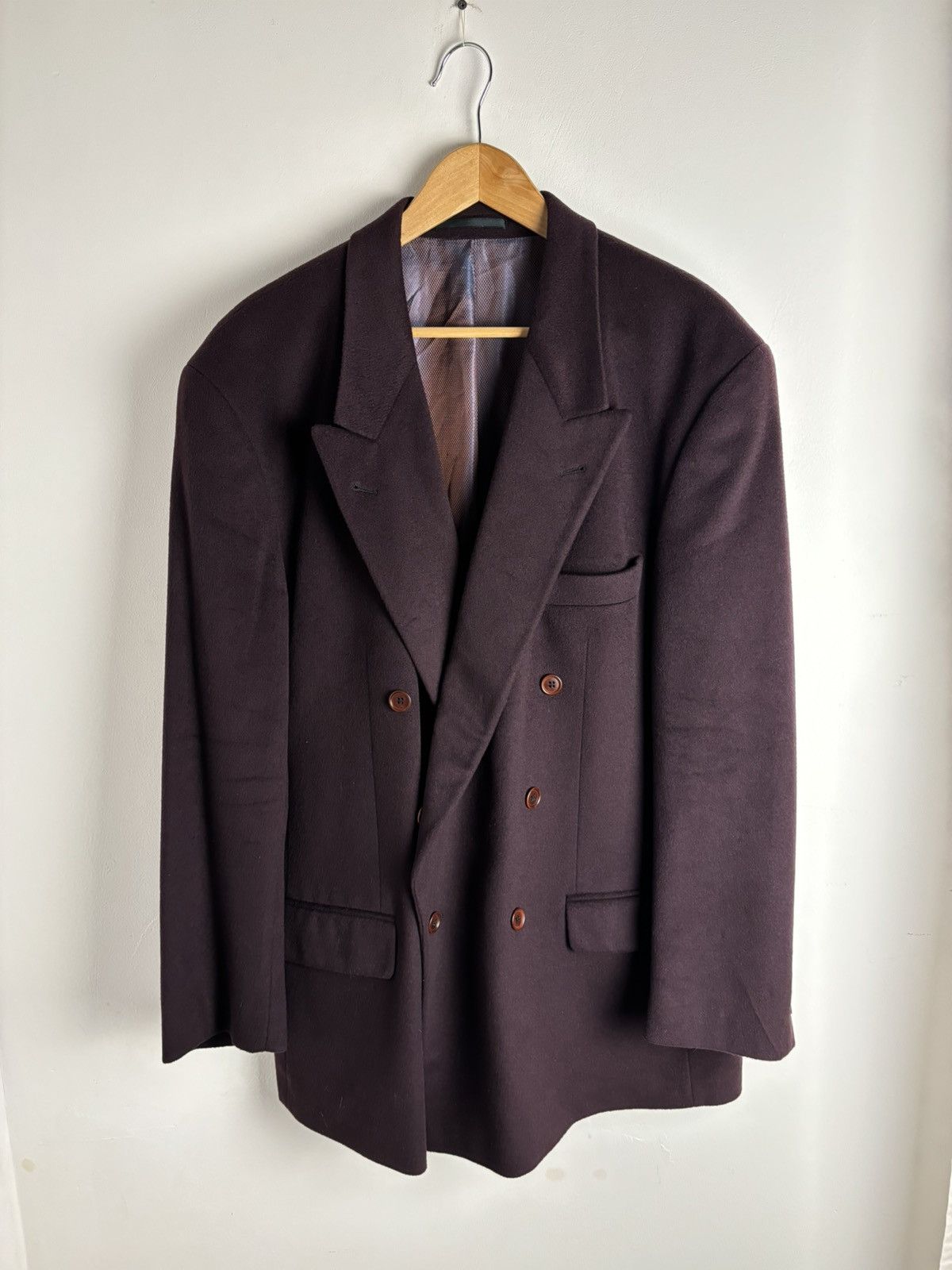 Vintage Vintage Jean Benson Cashmere Purple Double Breasted Blazer Size 54L - 1 Thumbnail