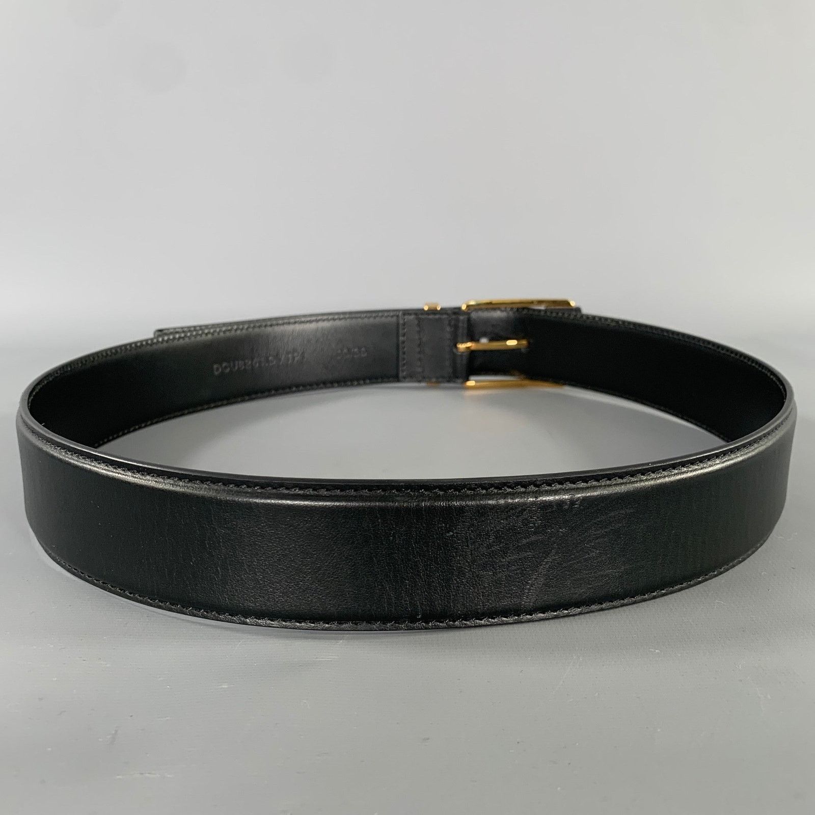 Versace VERSACE Size 36 Black Gold Greca Goddess Leather Belt Size 36 - 3 Thumbnail