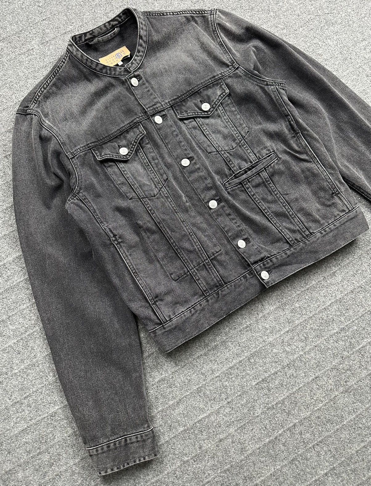 Maison Margiela Maison Margiela - MM6 Collarless Denim Jacket - Washed Black Size US M / EU 48-50 / 2 - 2 Thumbnail