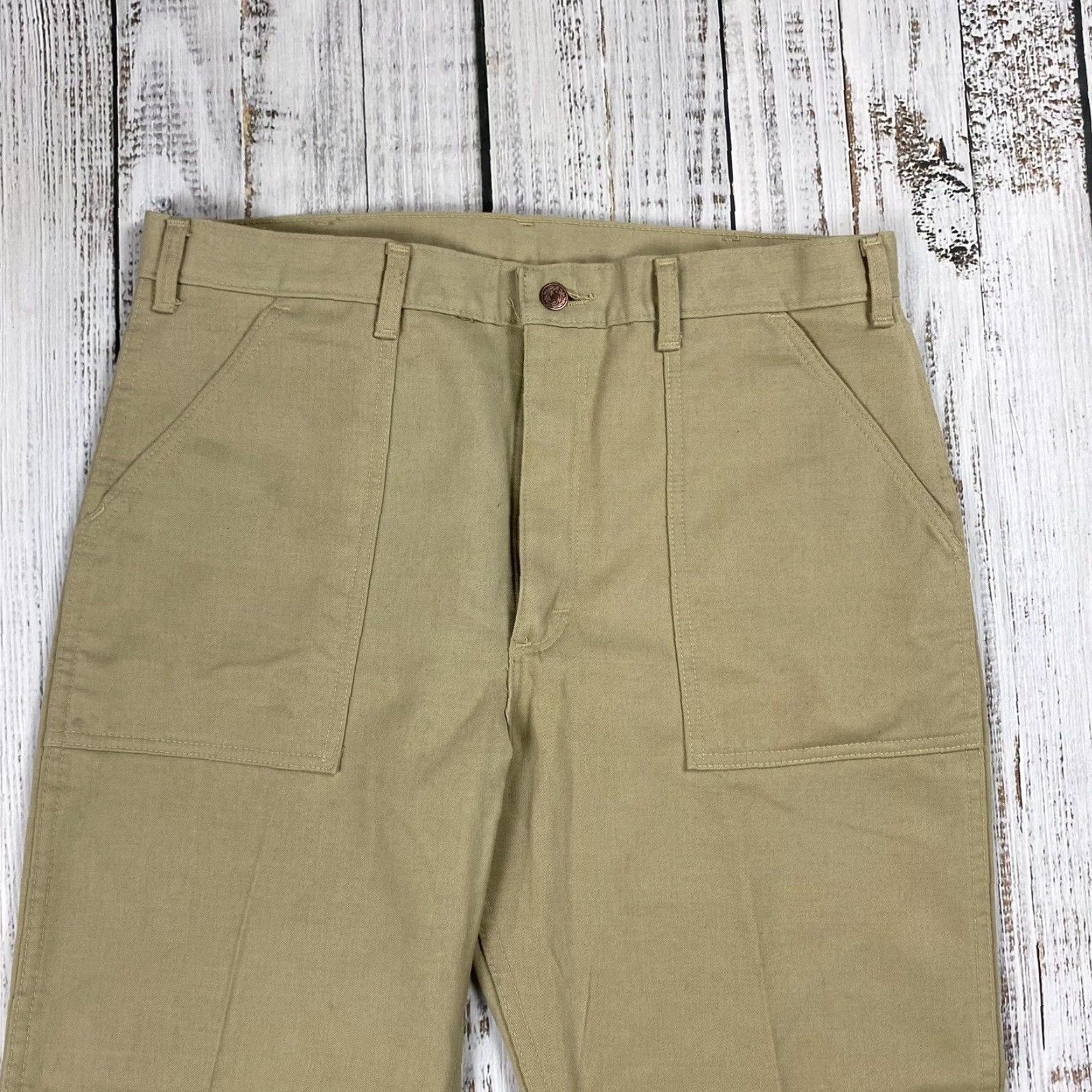 Vintage VINTAGE Work Pants Men 34 Inch Khaki Cotton OG-107 Fleece Lined Workwear 70s Straight Leg Size US 34 / EU 50 - 2 Thumbnail