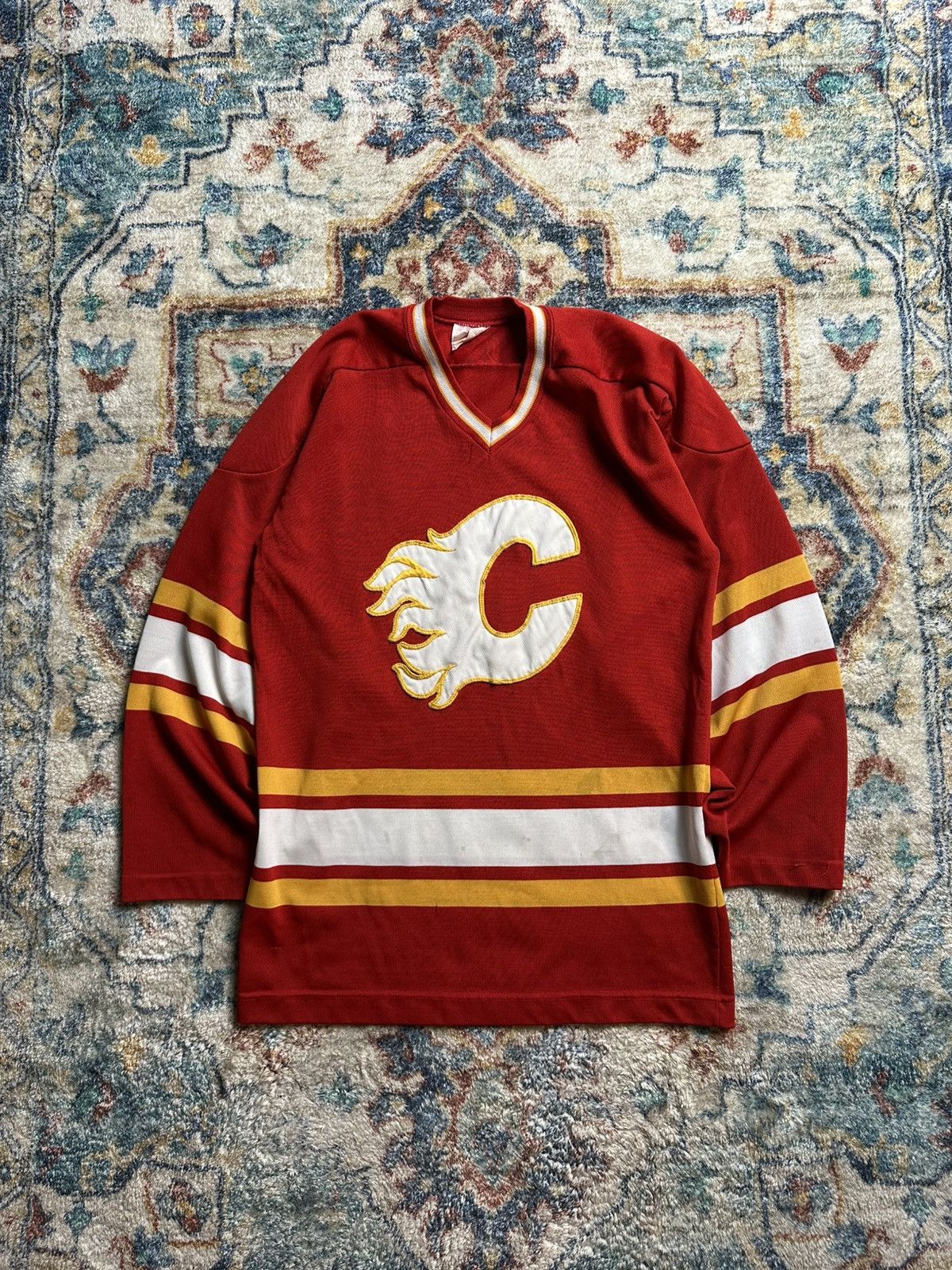 NHL × Vintage Vintage 80s NHL Calgary Flames Hockey Jersey Medium Size US M / EU 48-50 / 2 - 1 Thumbnail
