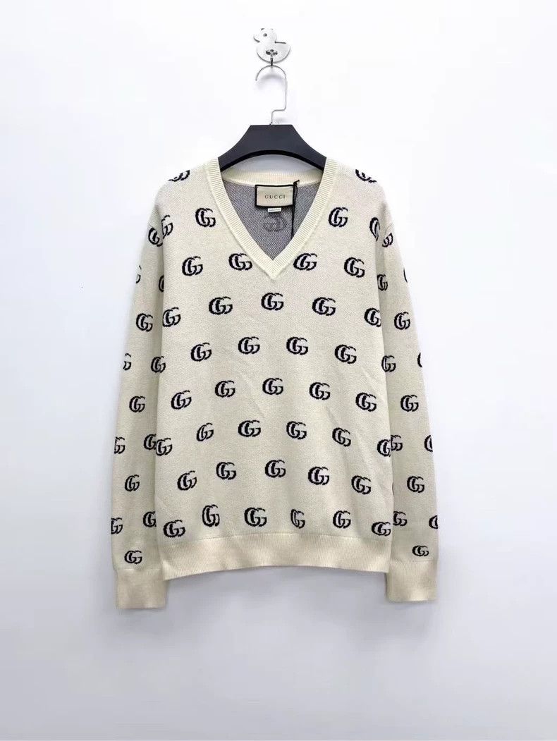 Gucci Gucci Beige GG Logo Knit Sweater Size US S / EU 44-46 / 1 - 1 Thumbnail