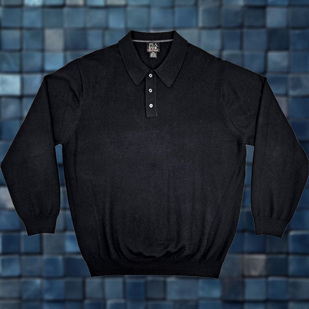 Jos. A. Bank Jos A Banks 100% Italian Merino Wool Knit Henley Pullover Sweater Men 2XL Black Size US XXL / EU 58 / 5 - 1 Thumbnail