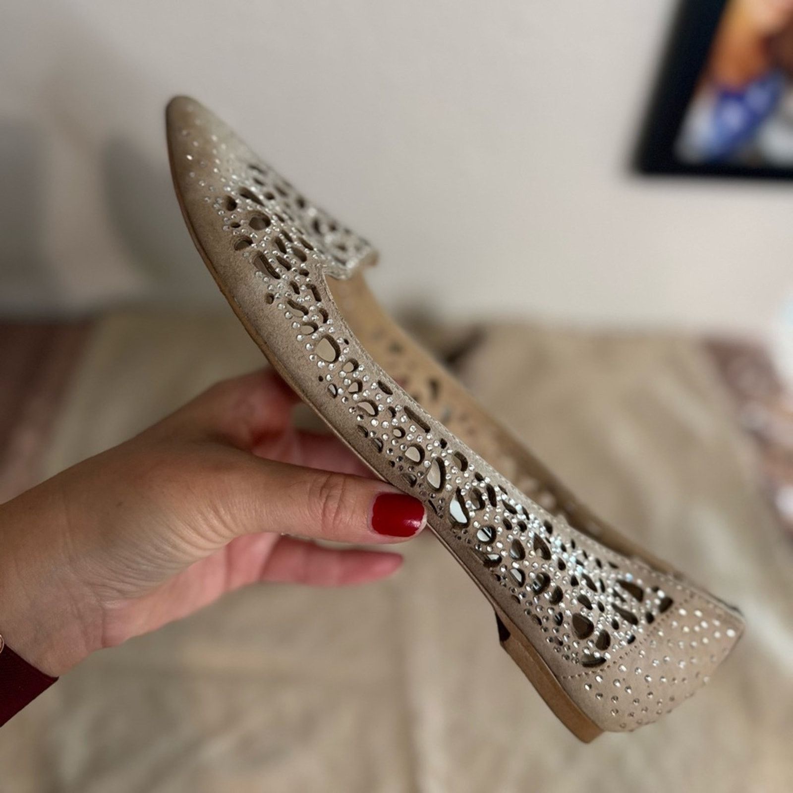 Karl Lagerfeld KARL LAGERFELD Paris: The Nina Diamond Studded Slip-On Flats Size US 7 / IT 37 - 5 Thumbnail