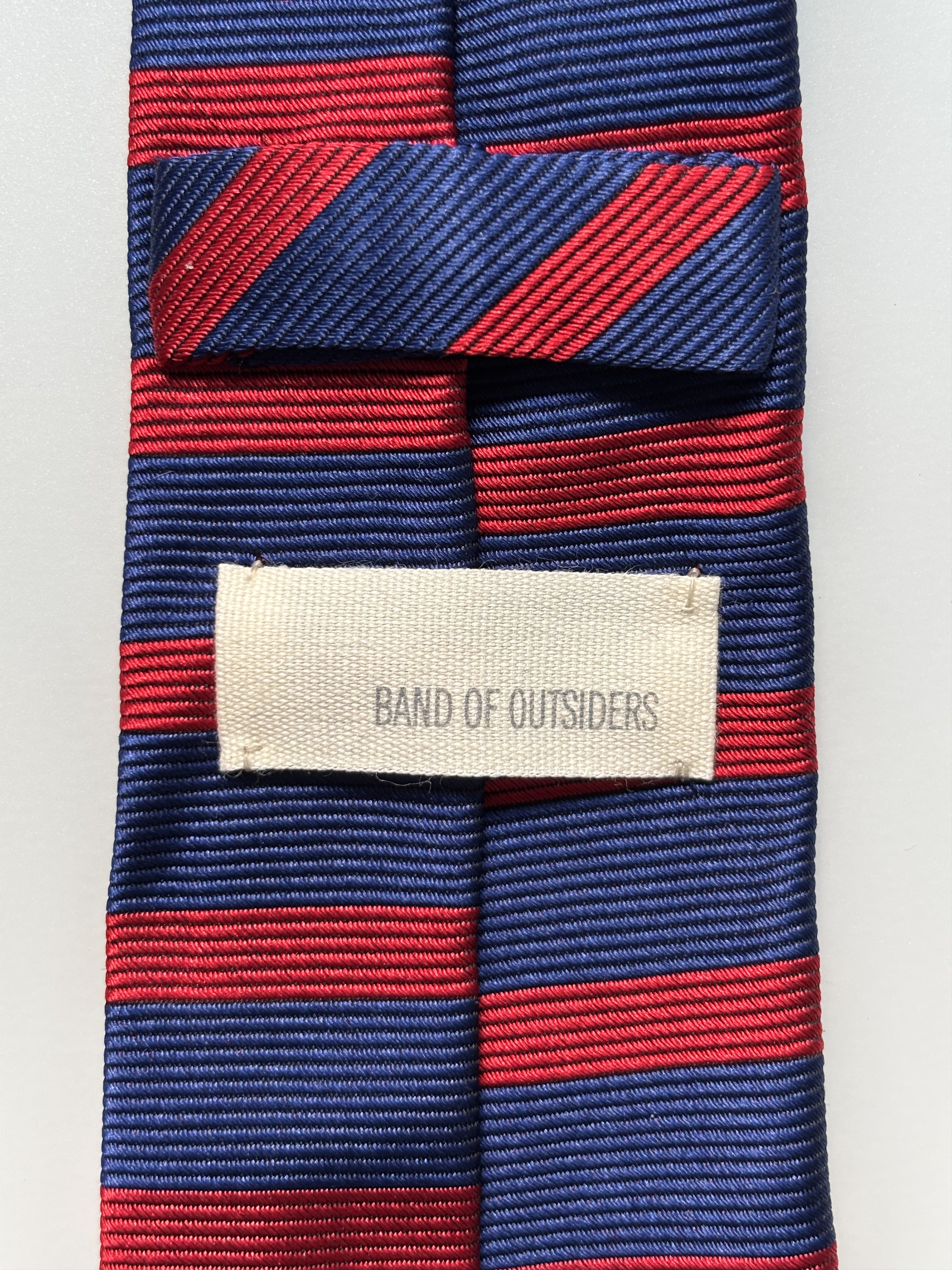 Band Of Outsiders Monogrammed Horizontal Stripe Necktie in Blue/Red Size ONE SIZE - 2 Thumbnail