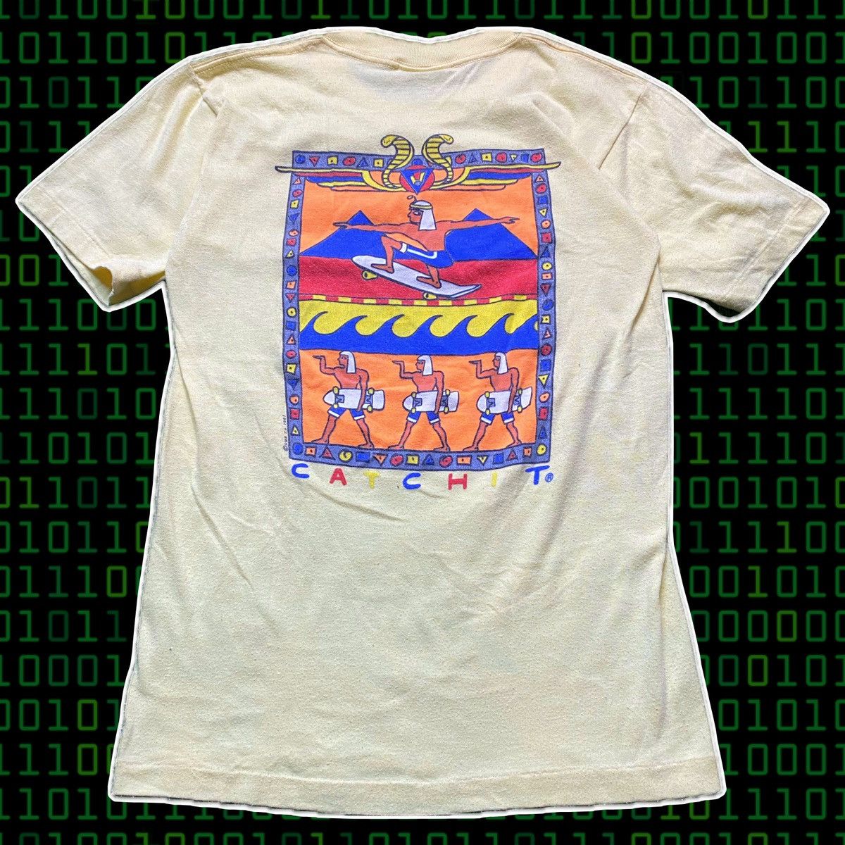 RARE 1980s Catch It Skateboards Egyptian T-Shirt Size Small