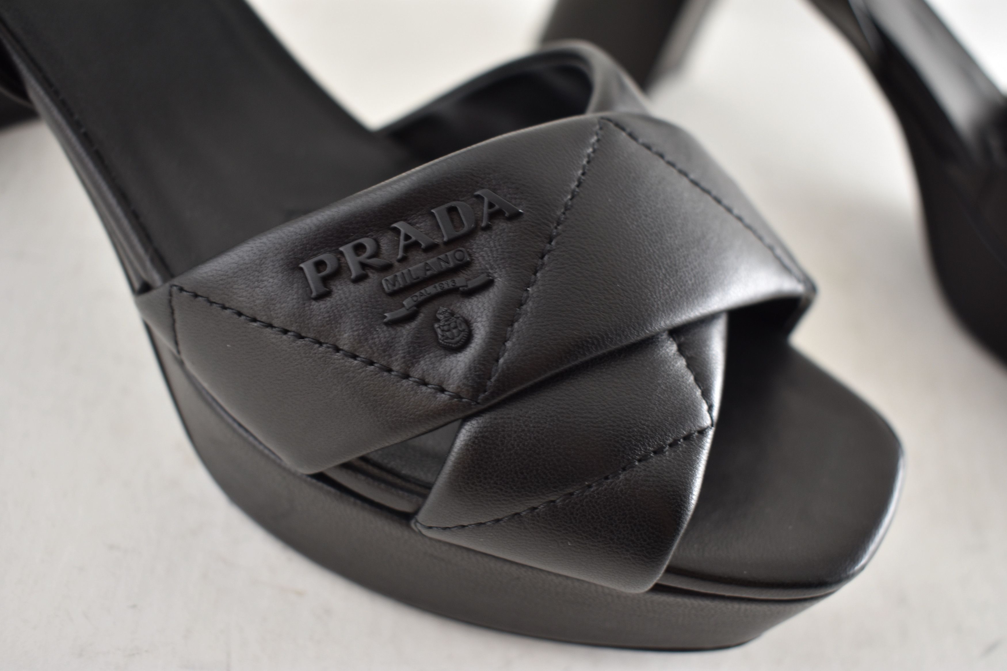 Prada Prada 65mm Quilted Platform Sandal Ankle Strap Block Heel 38 Size US 8 / IT 38 - 7 Thumbnail