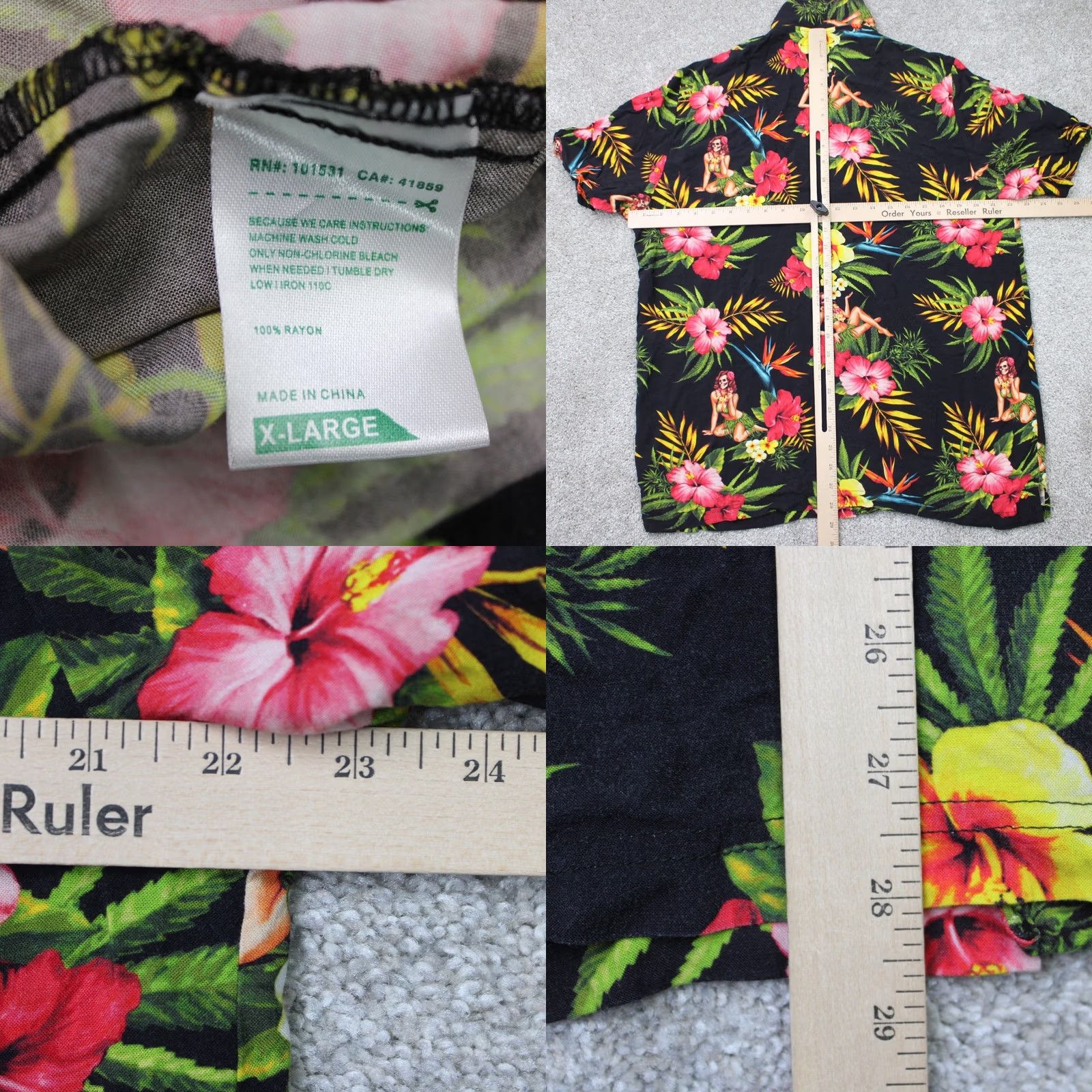 Vintage LRG Shirt Men XL Black Hawaiian Skeleton Hula Graphic Print S/S Crew Neck T-Shirt Limited Size US XL / EU 56 / 4 - 8 Thumbnail