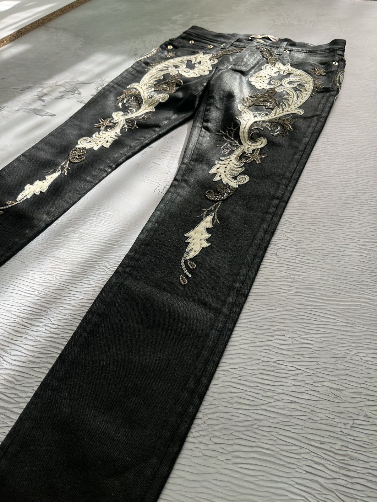 Roberto Cavalli Roberto Cavalli Embroidered Luxury Jeans Pants Black Size 28" / US 6 / IT 42 - 3 Thumbnail