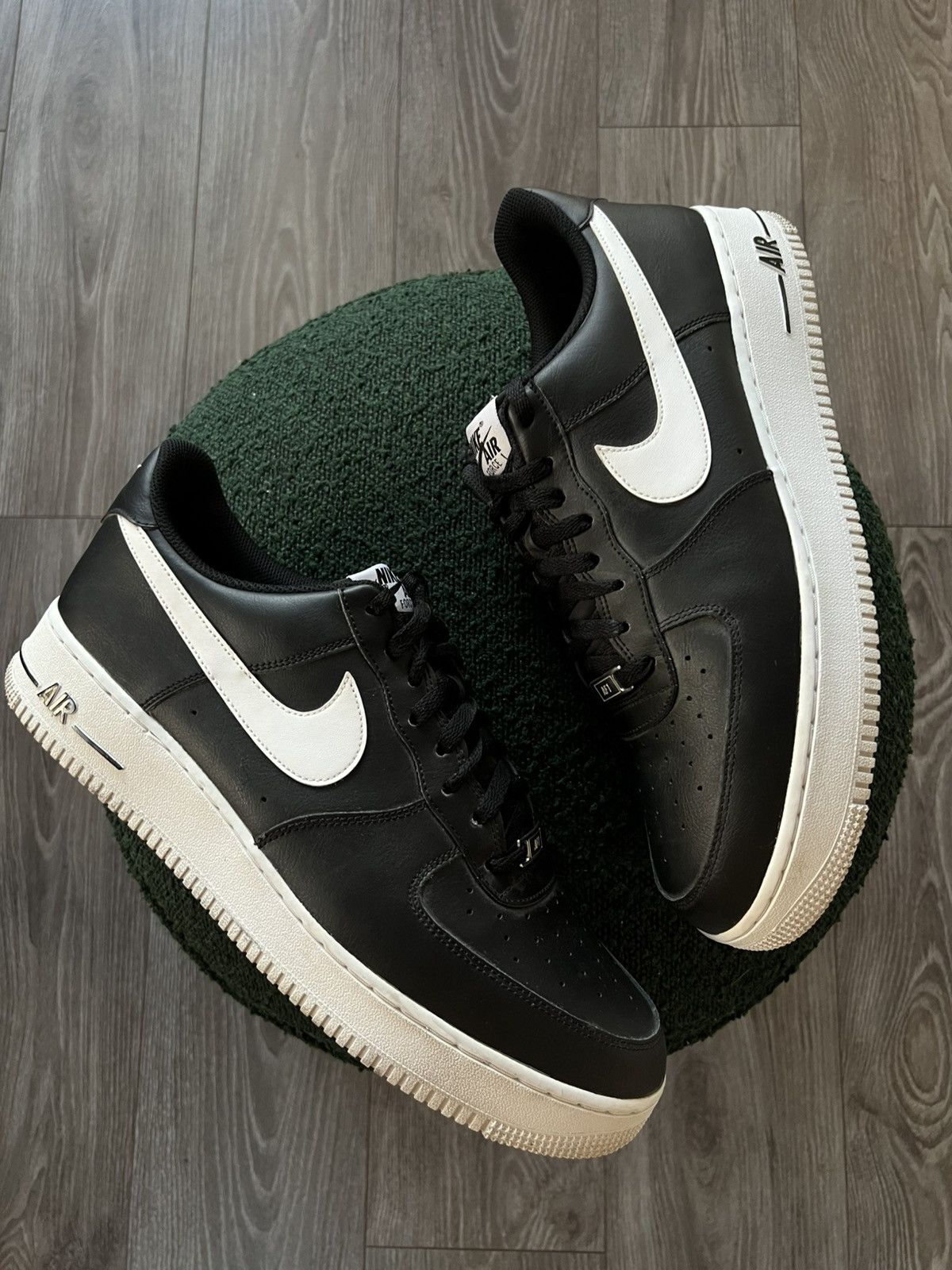 Nike ‼️Nike Air Force 1 ‘07 AN20 Black Leather White Logo Sneakers Size US 13 / EU 46 - 3 Thumbnail