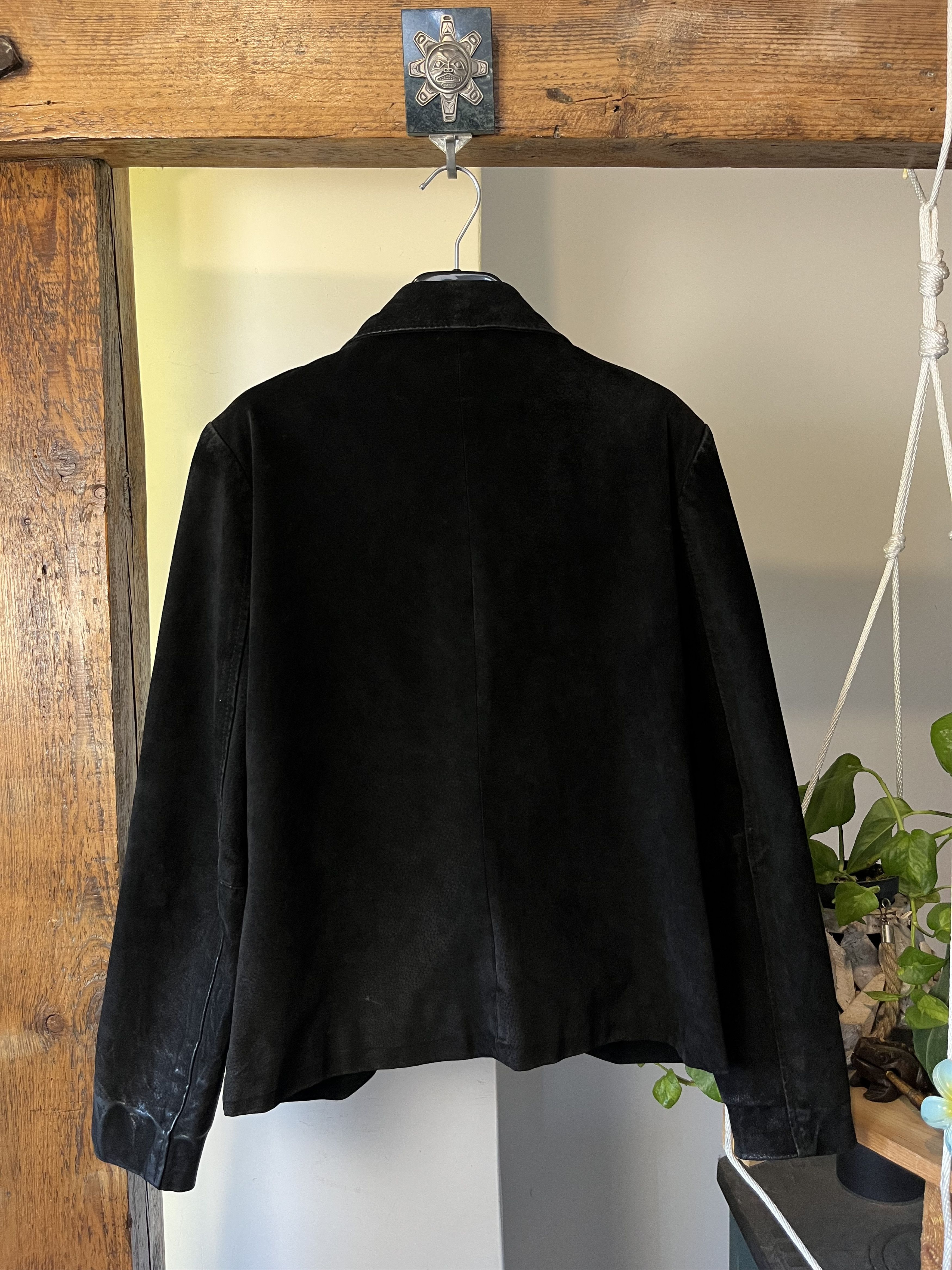 Vintage Vintage 90s y2k Avant Garde Black Seude Leather Opium Jacket Size XL / US 12-14 / IT 48-50 - 2 Thumbnail