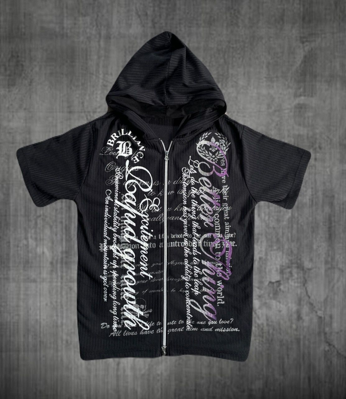 If Six Was Nine 2000s Japanese archive Vkei Glitter Poem Short Sleeve Hoodie Size US S / EU 44-46 / 1 - 1 Thumbnail