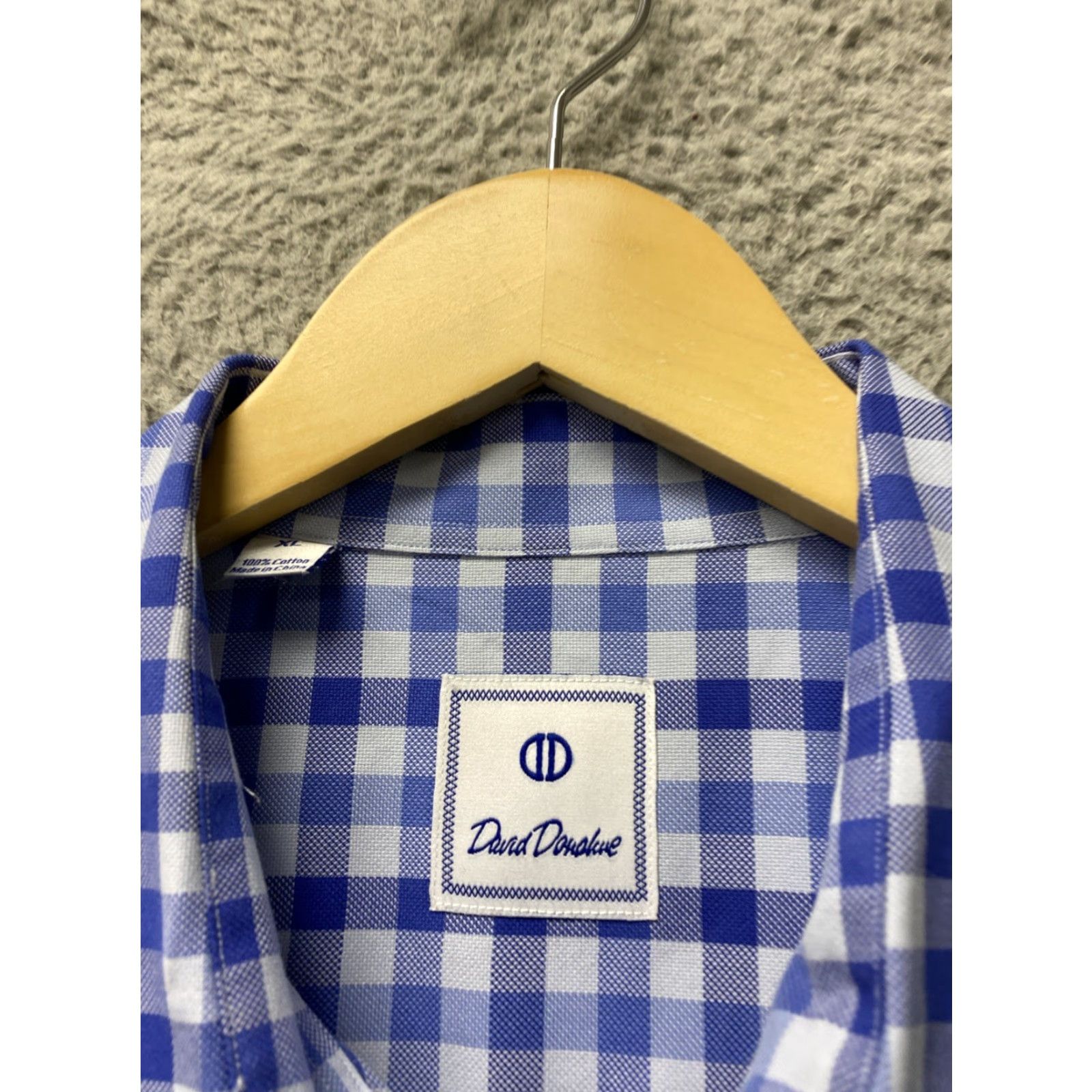 David Donahue DAVID DONAHUE Button Shirt Men’s XL blue Check Cotton Fit Size US XL / EU 56 / 4 - 4 Thumbnail