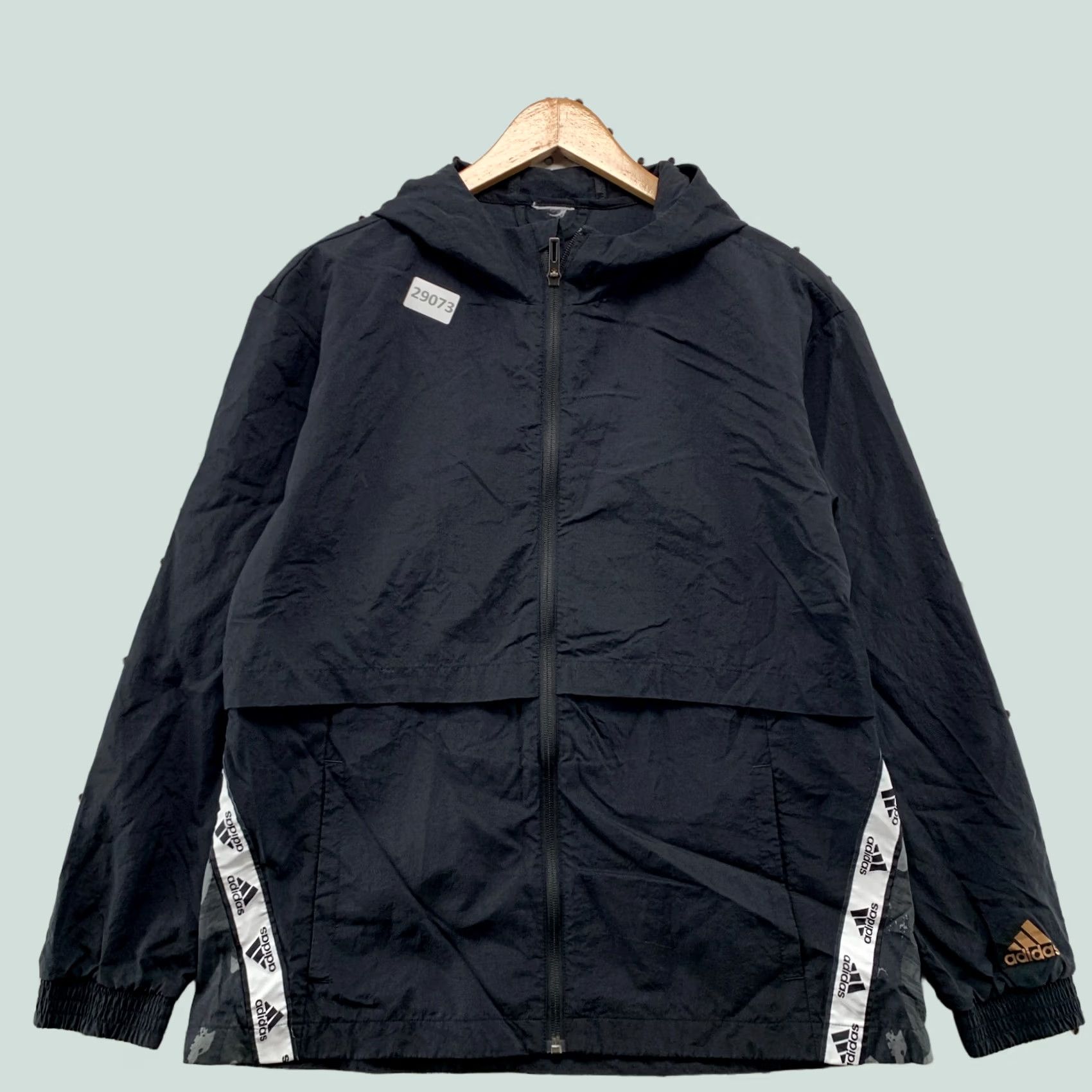 Adidas Adidas U4U Black Camo Windbreaker Jacket Womens L Full Zip Windbreaker 20.5x26 Size L / US 10 / IT 46 - 1 Thumbnail