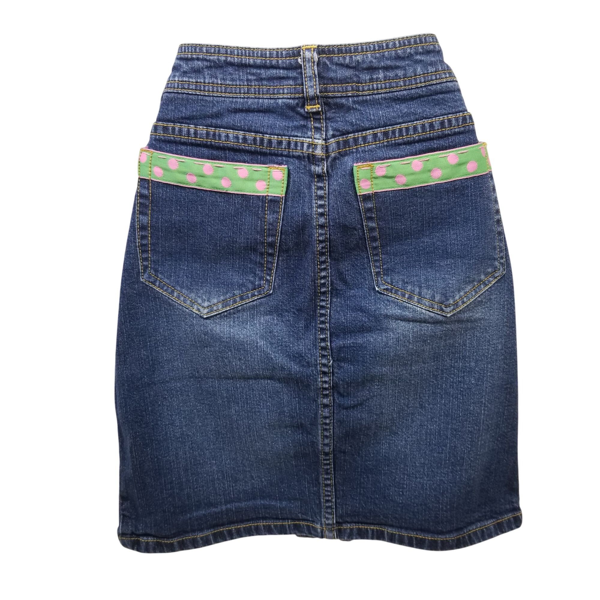 Lilly Pulitzer Lilly Pulitzer 0 Blue Jean Pencil Skirt Polka Dot Front Slit Size 25" / US 0 / IT 36 - 2 Thumbnail