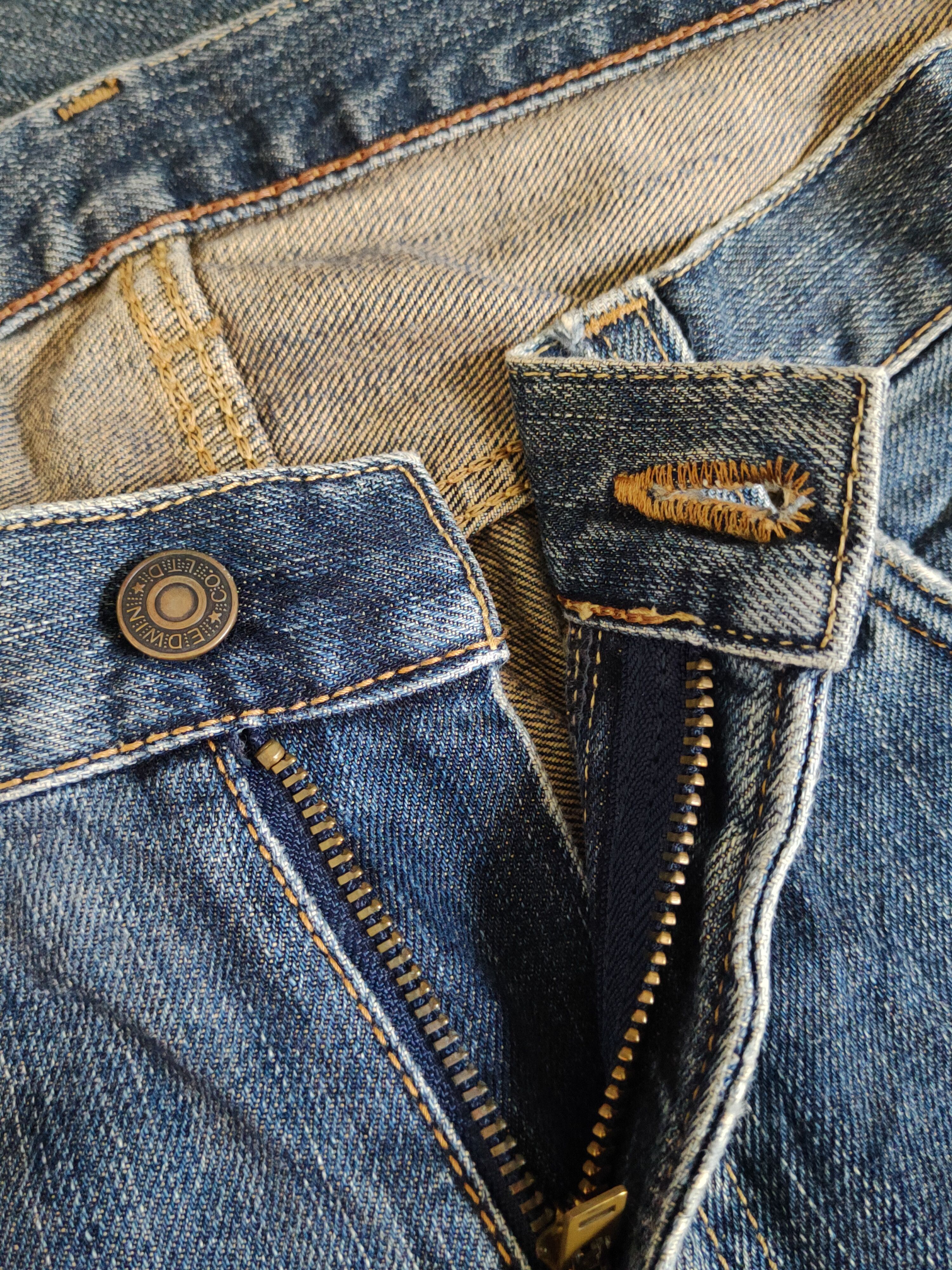 Edwin Edwin Dark Blue Faded Distressed Ripped Jeans #S2310 Size US 34 / EU 50 - 15 Thumbnail