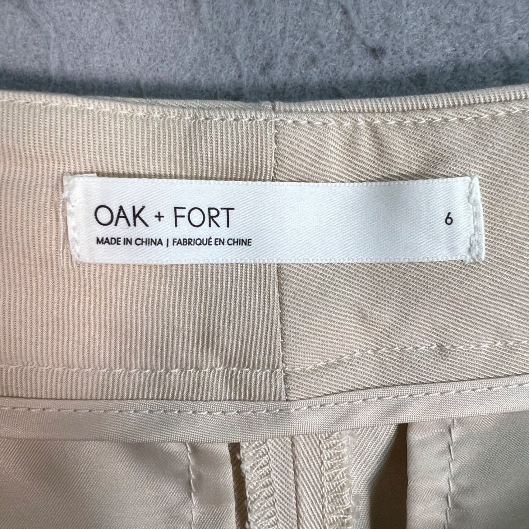 Oak + Fort Oak + Fort Womens Beige Pleated Wide-Leg Pants Size 6 Size 28" / US 6 / IT 42 - 3 Thumbnail