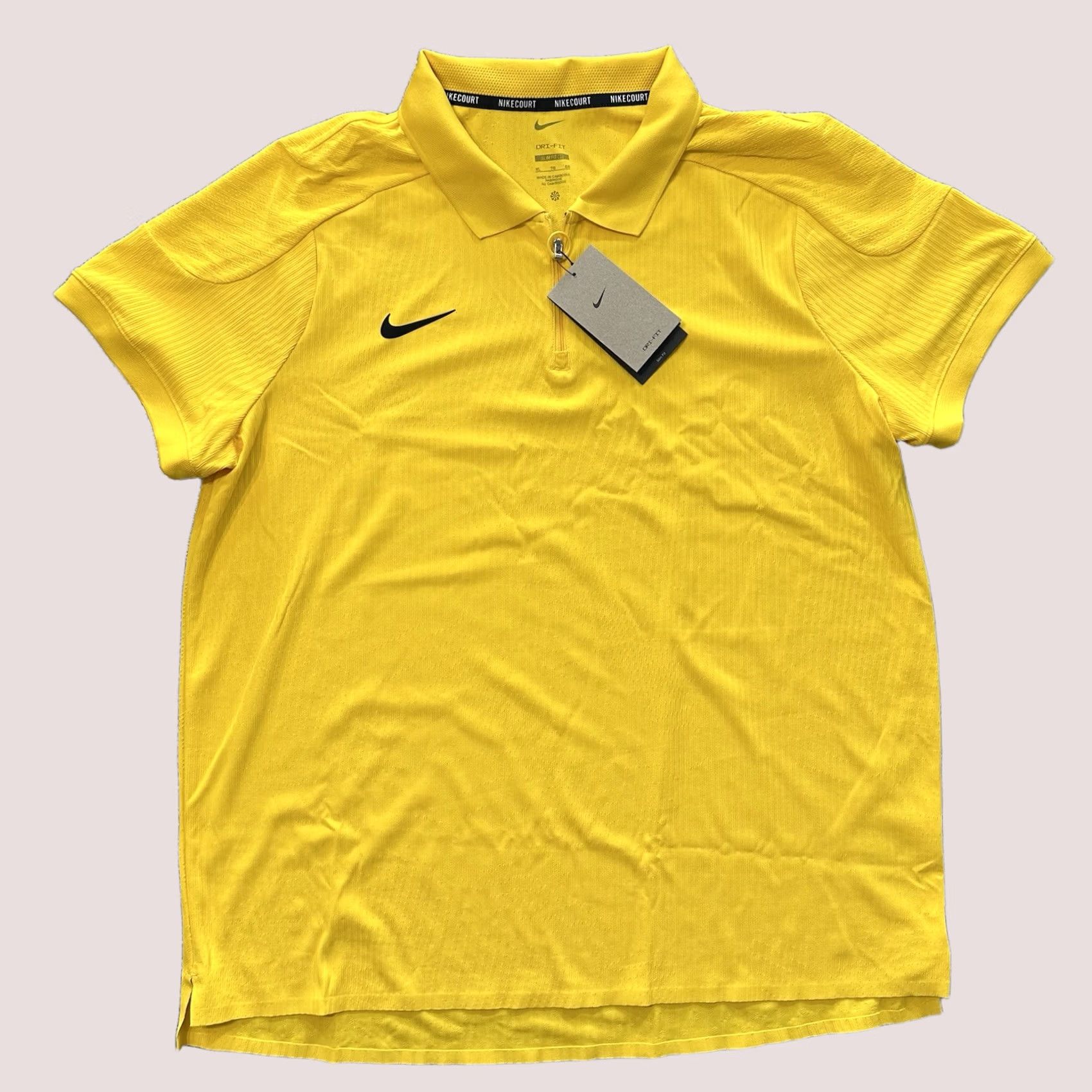 Nike Nike Dri-FIT Polo Mens XL HQ0792 728 Slim Fit 1/4 Zip Shirt Yellow Tennis Polo Size US XL / EU 56 / 4 - 1 Thumbnail