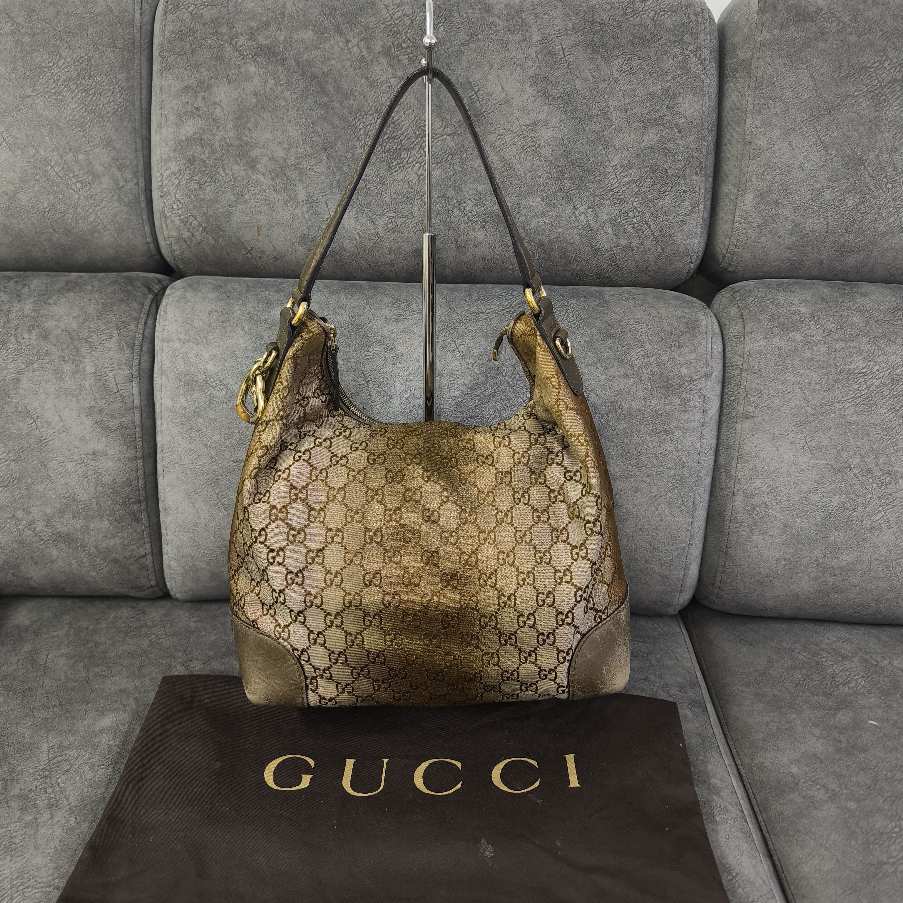 Gucci GUCCI Beige Metallic GG Canvas Heart-Bit Hobo Bag Size ONE SIZE - 5 Thumbnail
