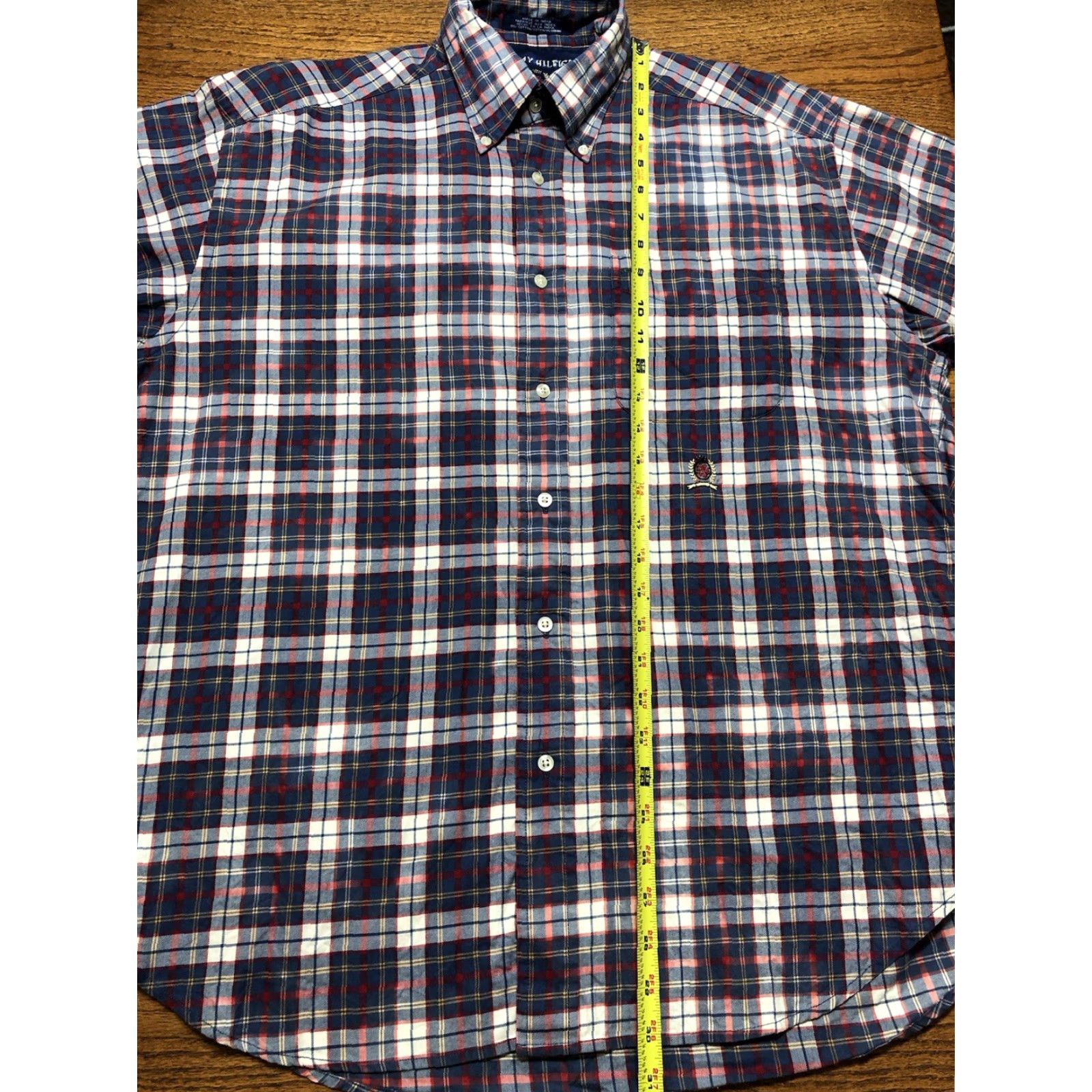 Tommy Hilfiger VINTAGE Tommy Hilfiger Crest Plaid Long Sleeve Shirt Mens M Red Blue Pocket Shirt Size US M / EU 48-50 / 2 - 7 Thumbnail