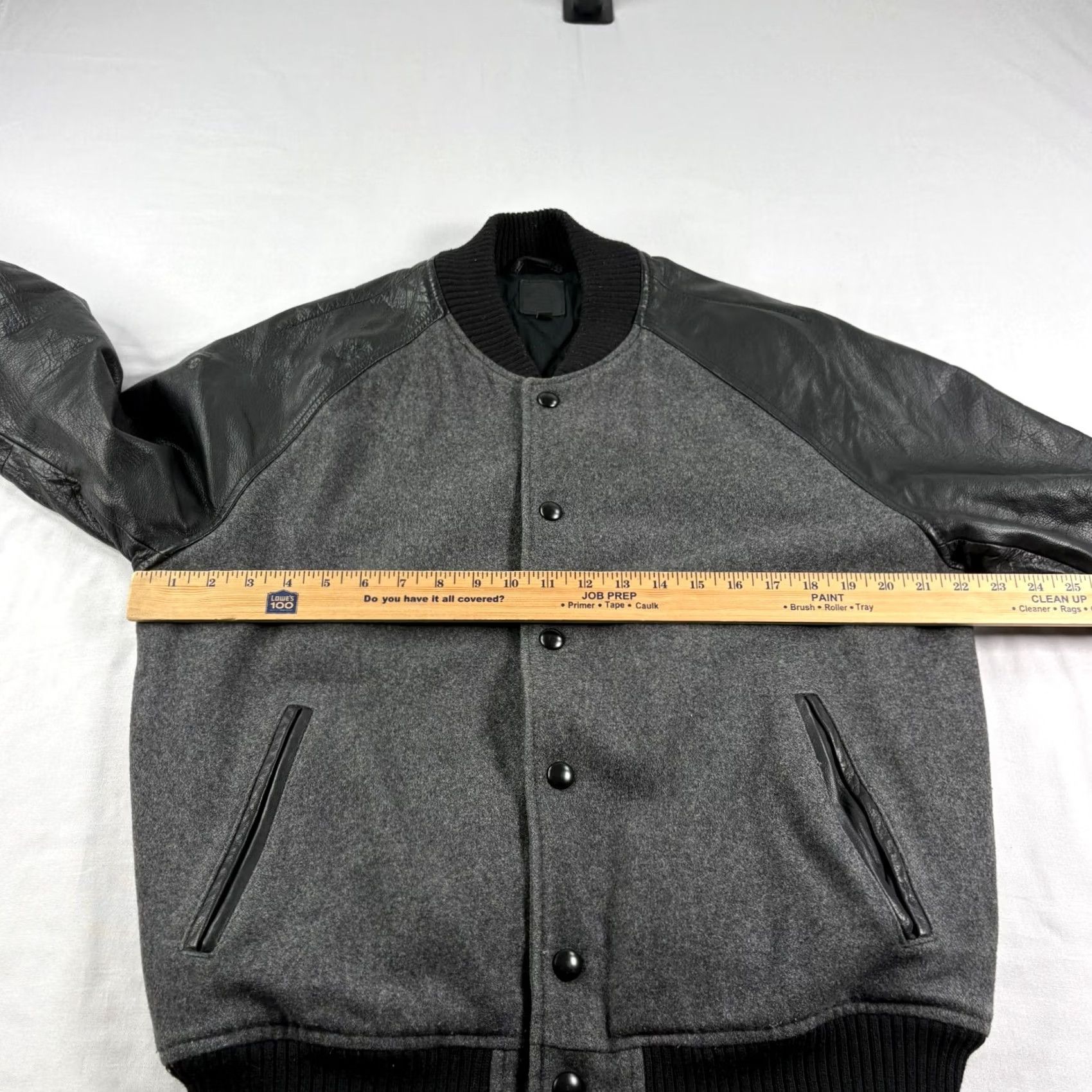 Gap Gap Bomber Jacket Mens Medium Black Gray Wool Leather Blend Baseball Size US M / EU 48-50 / 2 - 4 Thumbnail