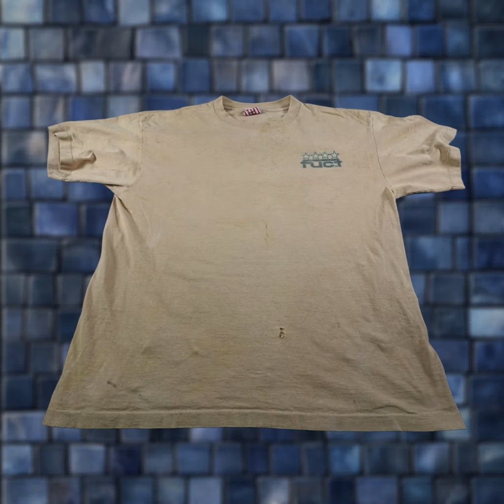 FUCT VINTAGE Fuct Shirt Mens XL Beige Crew Neck Short Sleeve Graphic Print Distressed 90s Skatewear Men Size US XL / EU 56 / 4 - 1 Thumbnail