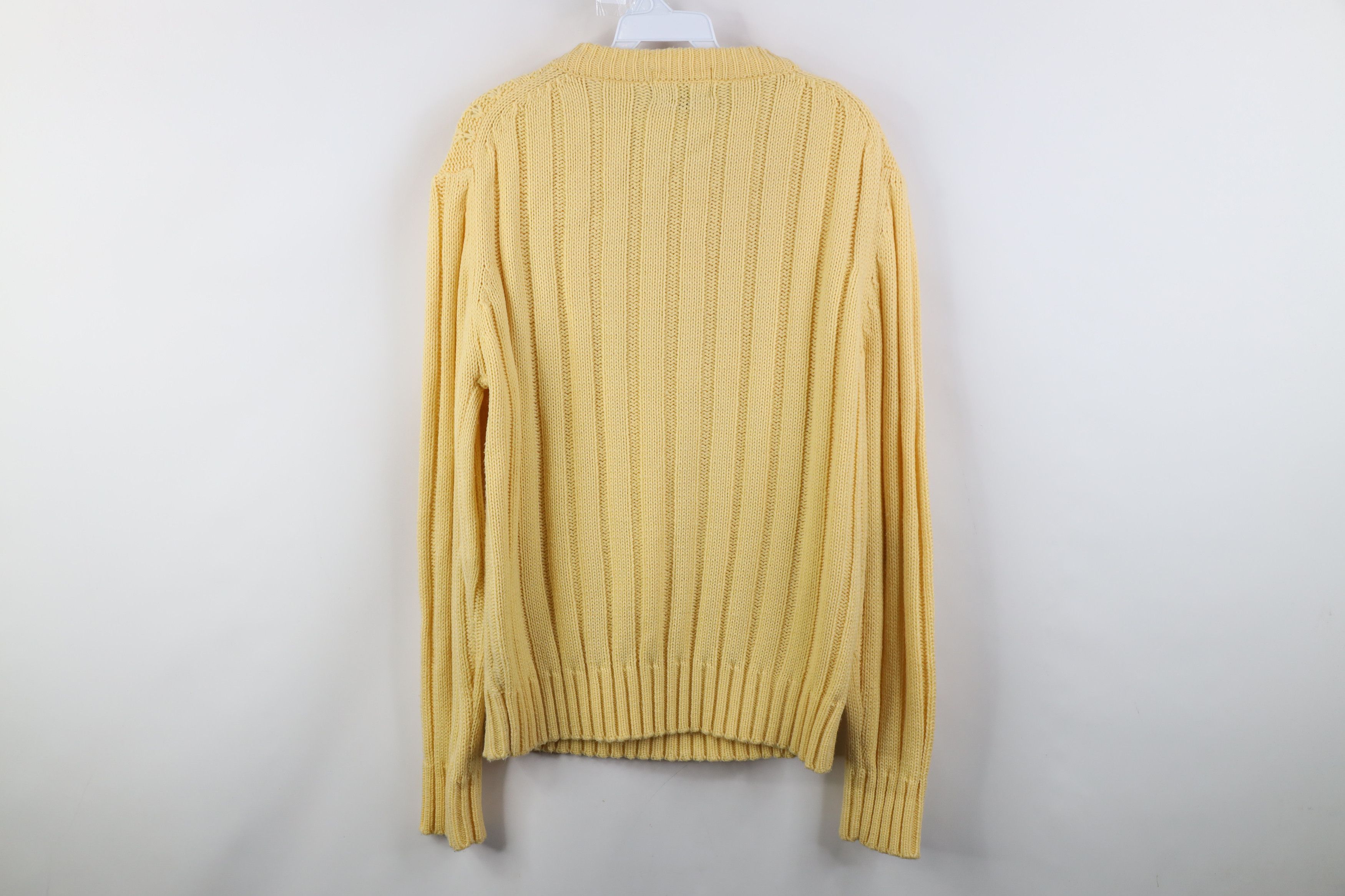 Vintage Vintage 70s Streetwear Cable Knit Fisherman Sweater Yellow Size L / US 10 / IT 46 - 7 Thumbnail