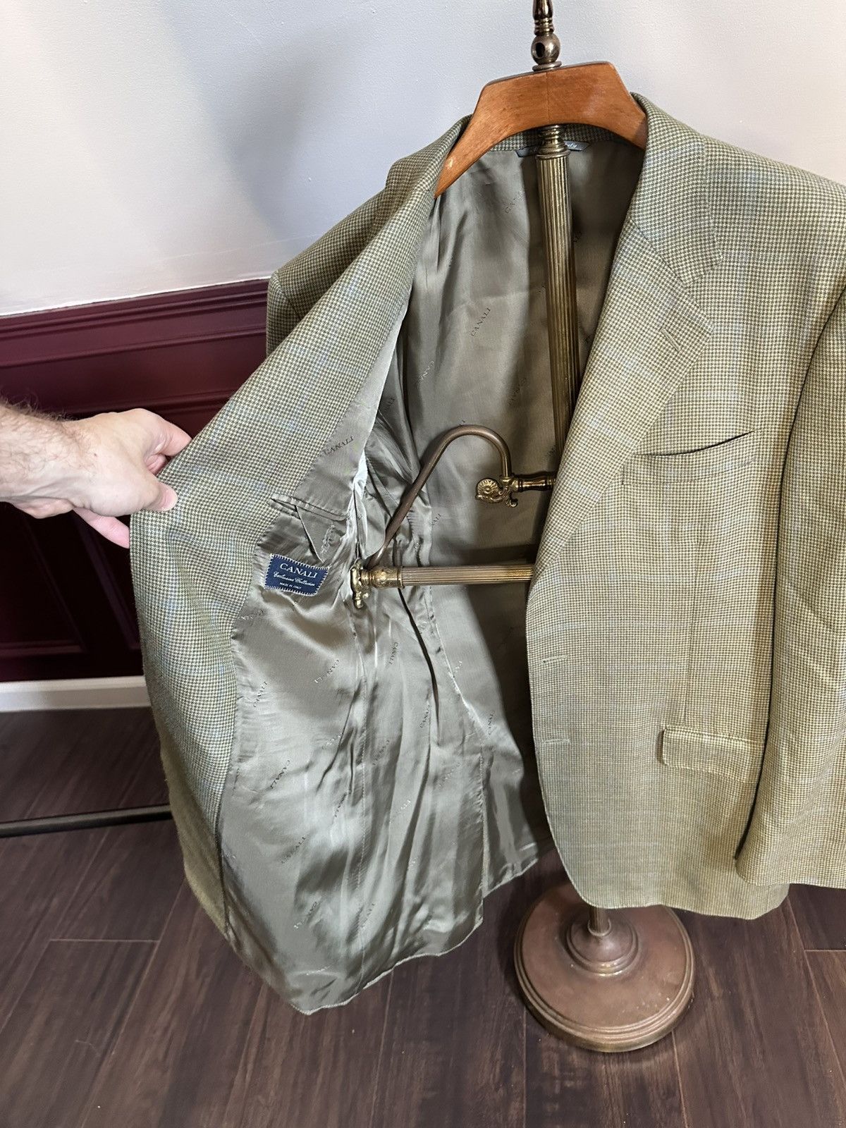 Canali 100% CASHMERE Exclusive Collection green tartan jacket Size 42L - 10 Thumbnail