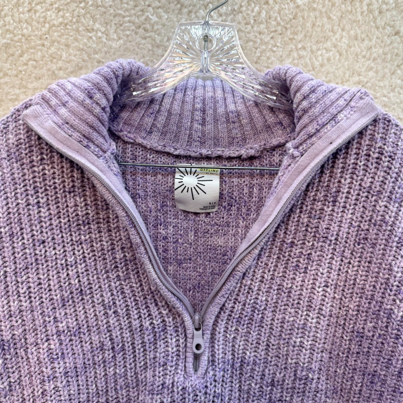Vintage Aerie Offline 1/4 Zip Sweater Small Purple Chunky Knit Oversized Balloon Sleeve Mens? Womens? Size S / US 4 / IT 40 - 4 Thumbnail