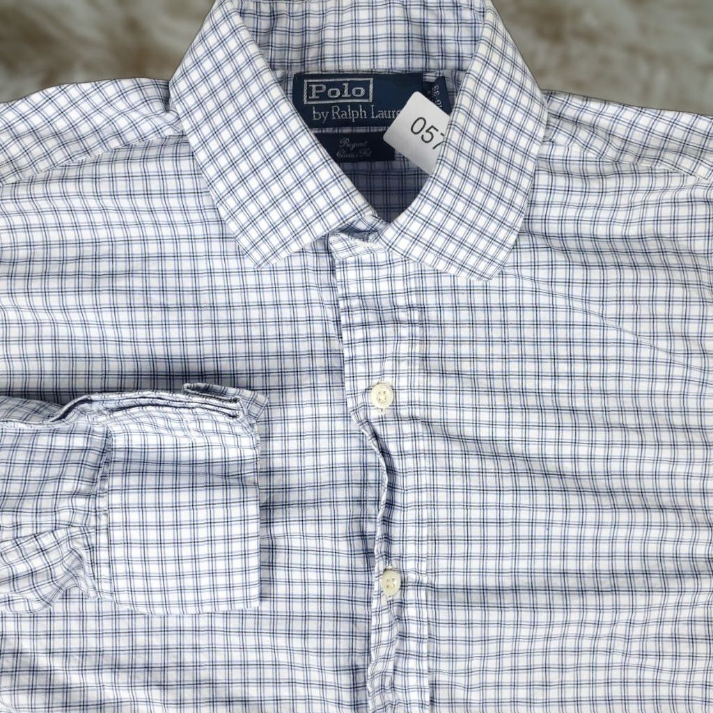 Ralph Lauren Ralph Lauren Dress Shirt Mens 16 Blue White Plaid Long Sleeve Button Up Classic Size 42R - 1 Thumbnail