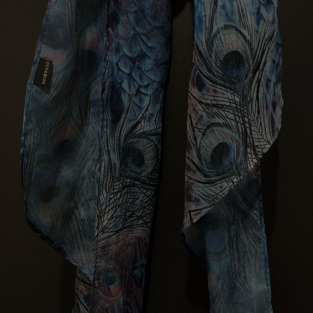 CIVARIZE CIVARIZE peacock feathers Pattern Chiffon Stole Size ONE SIZE - 2 Thumbnail